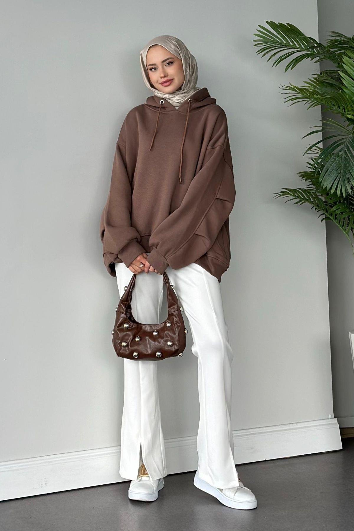 Bohem Kapişonlu Sweat Kahve, Fiyatları 