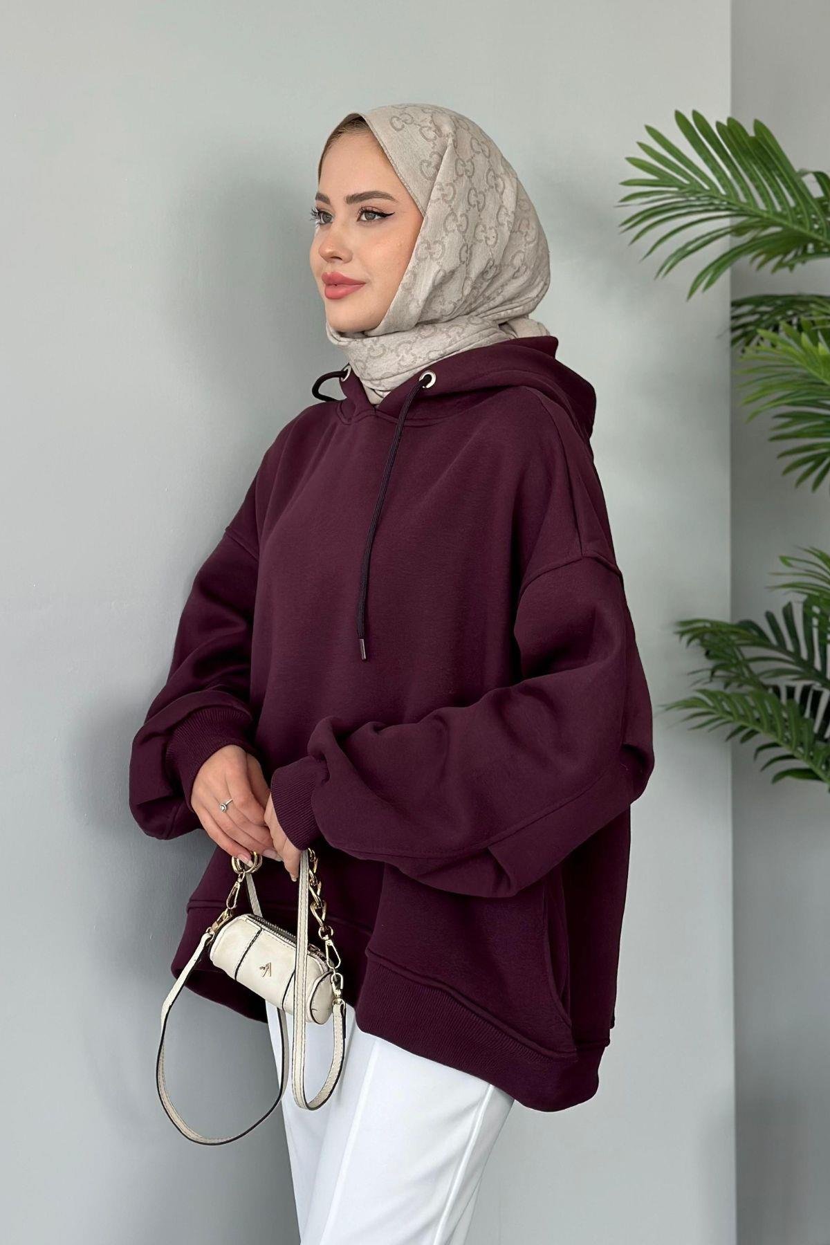 Bohem Kapişonlu Sweat Mürdüm, Fiyatları 