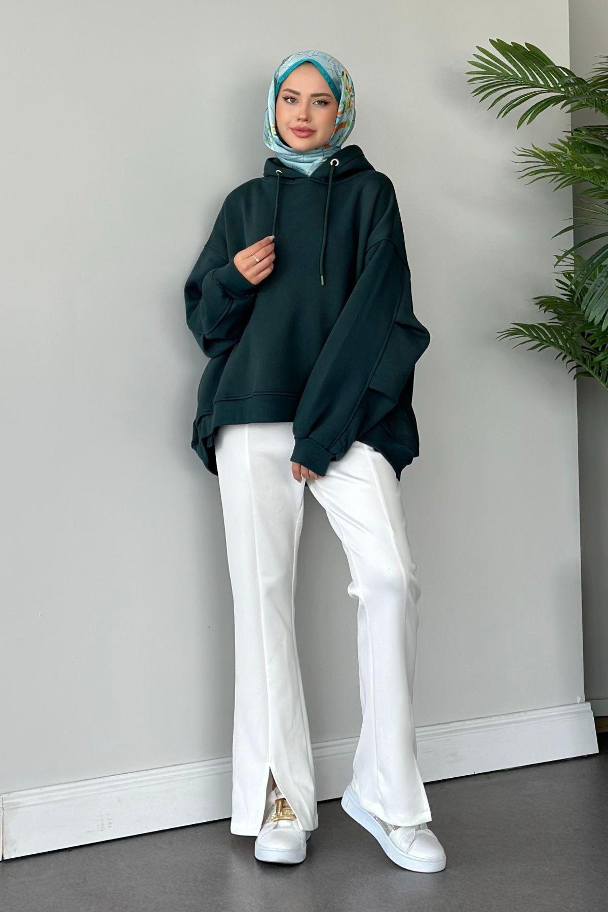 Bohem Kapişonlu Sweat Zümrüt, Fiyatları 