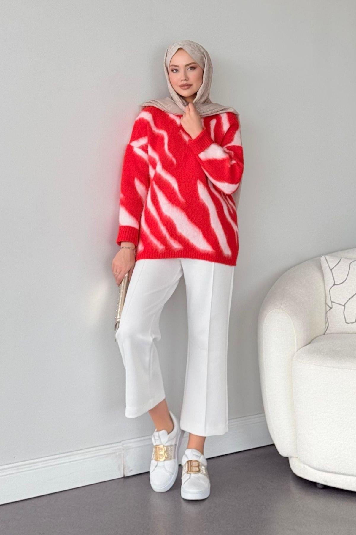 Bonika Kazak Kırmızı, Fiyatları Haza Moda | Tesettür Giyim | Bonika Kazak Kırmızı