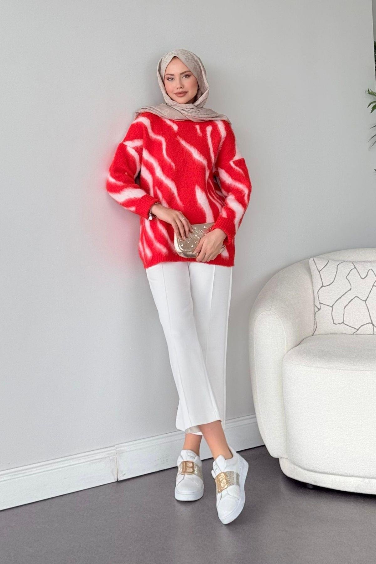 Bonika Kazak Kırmızı, Fiyatları Haza Moda | Tesettür Giyim | Bonika Kazak Kırmızı