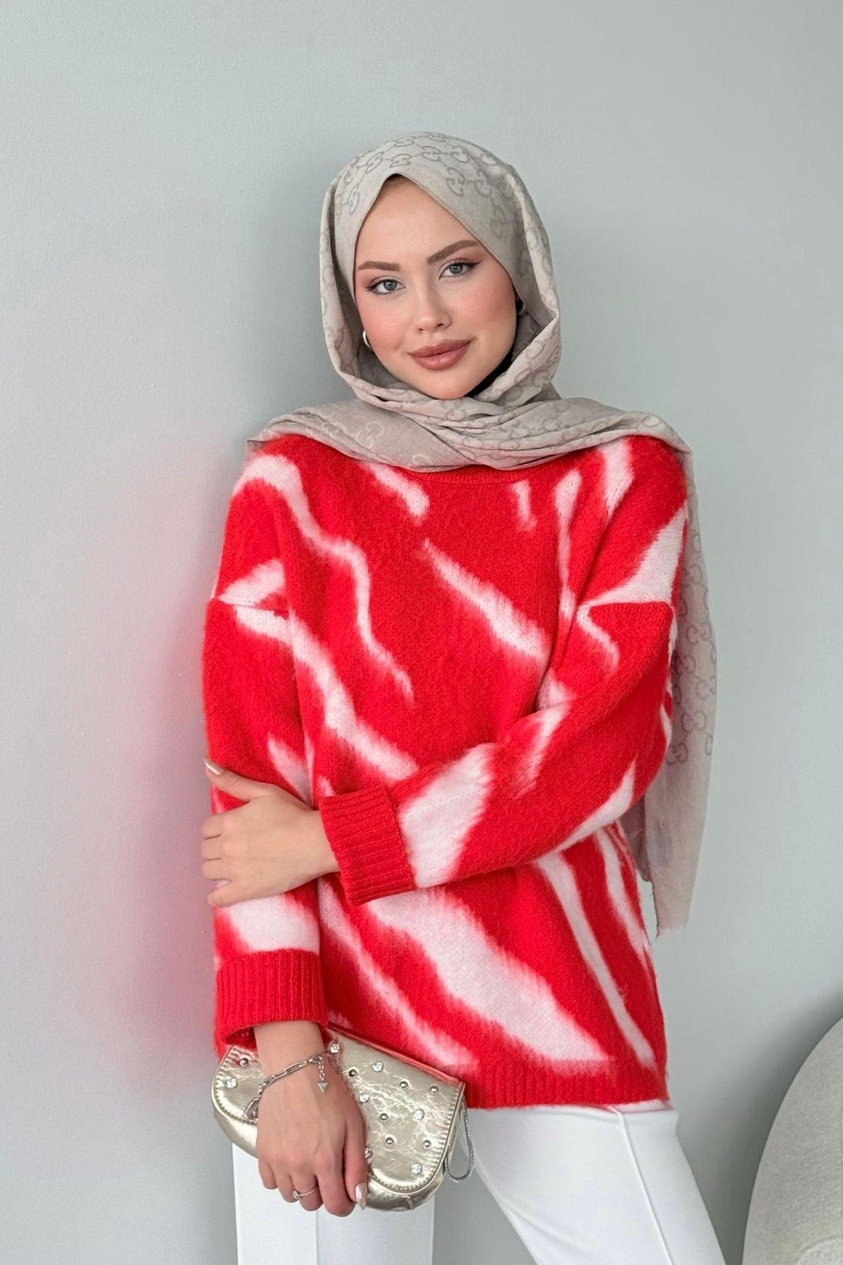 Bonika Kazak Kırmızı, Fiyatları Haza Moda | Tesettür Giyim | Bonika Kazak Kırmızı