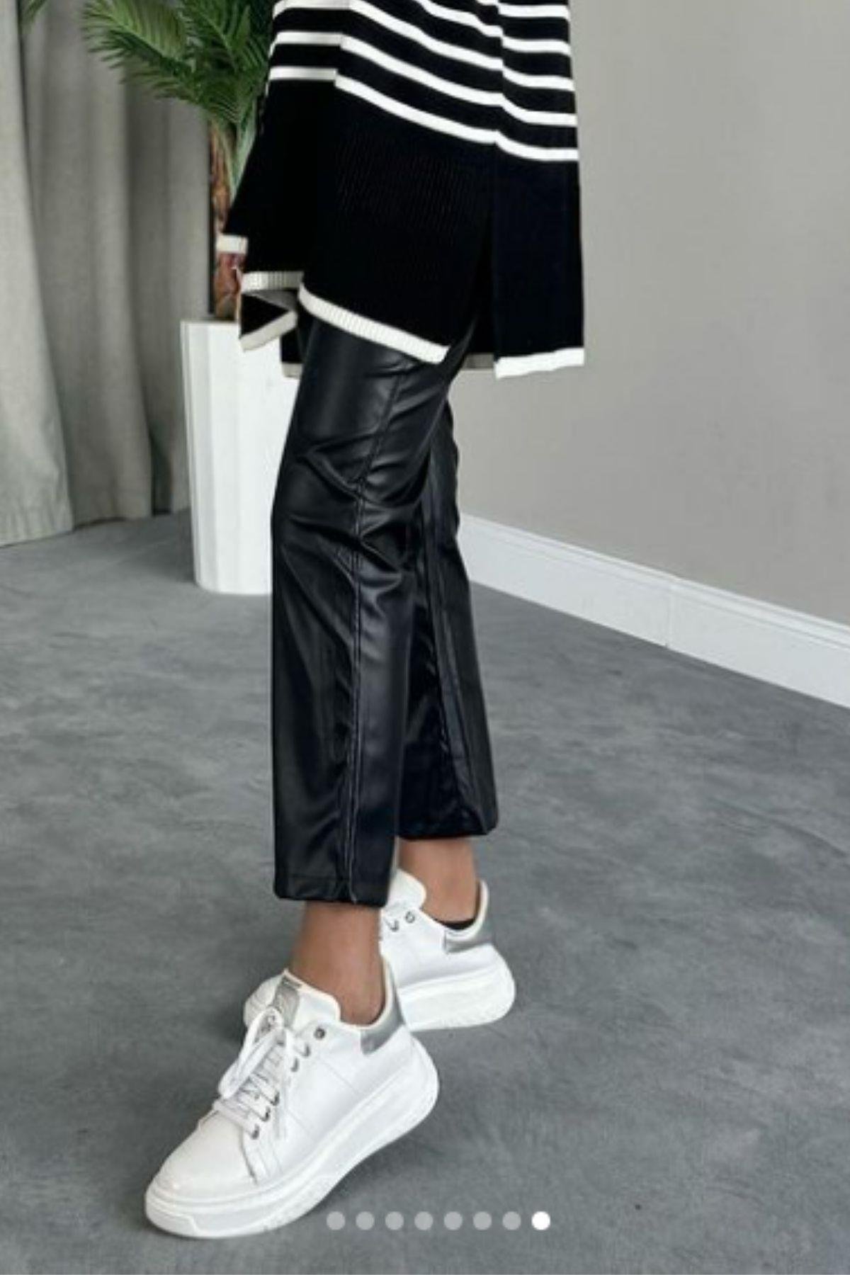 Boru Paça Deri Pantolon Siyah, Fiyatları 