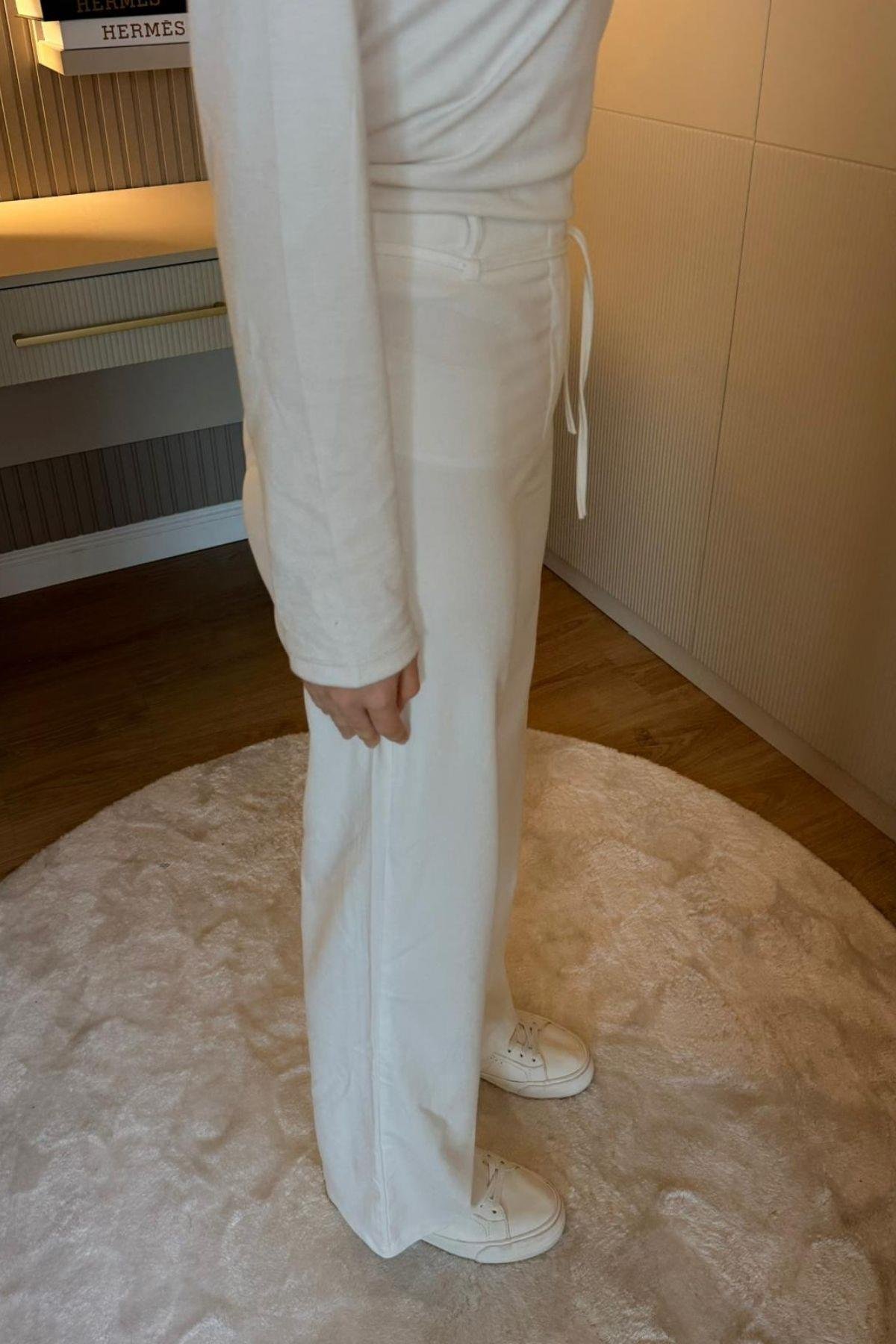 Bunny Palazzo Pantolon Beyaz, Fiyatları Bunny Palazzo Pantolon Beyaz- Haza Moda 