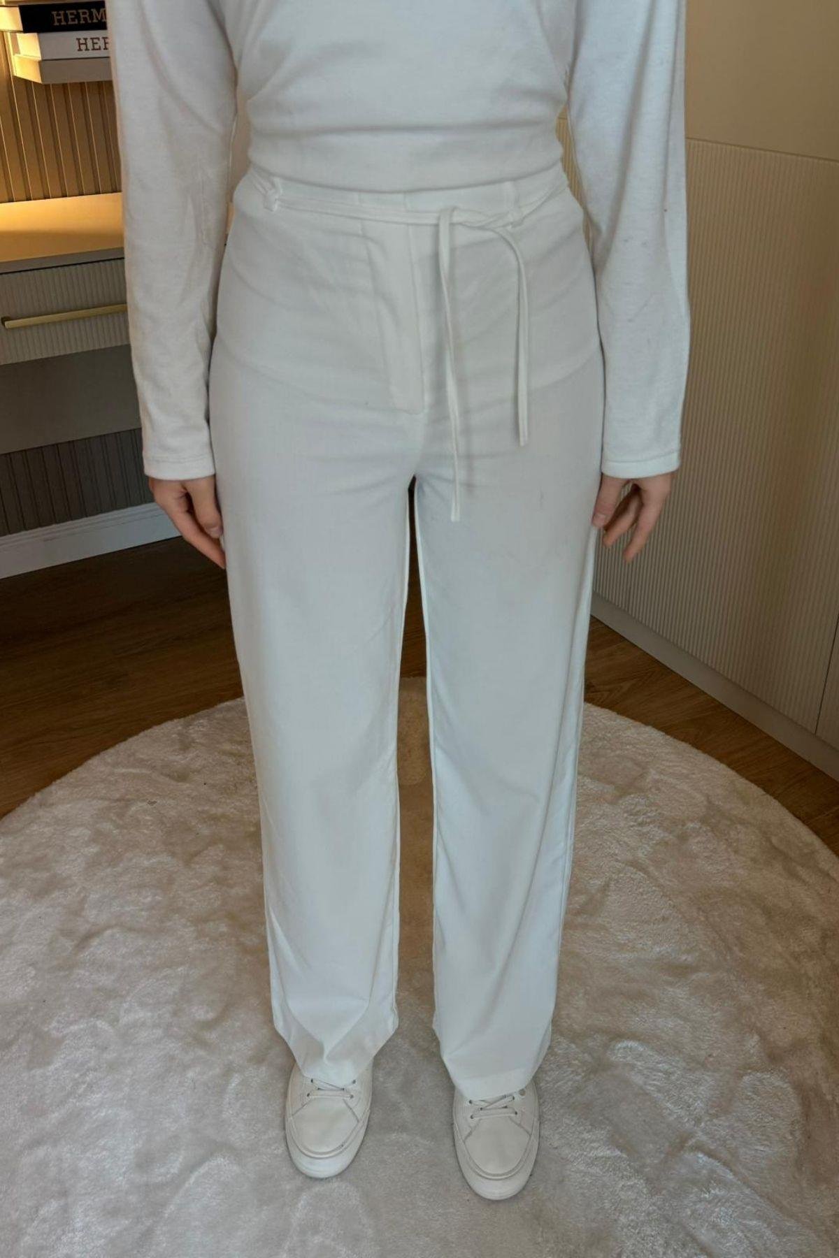 Bunny Palazzo Pantolon Beyaz, Fiyatları Bunny Palazzo Pantolon Beyaz- Haza Moda 