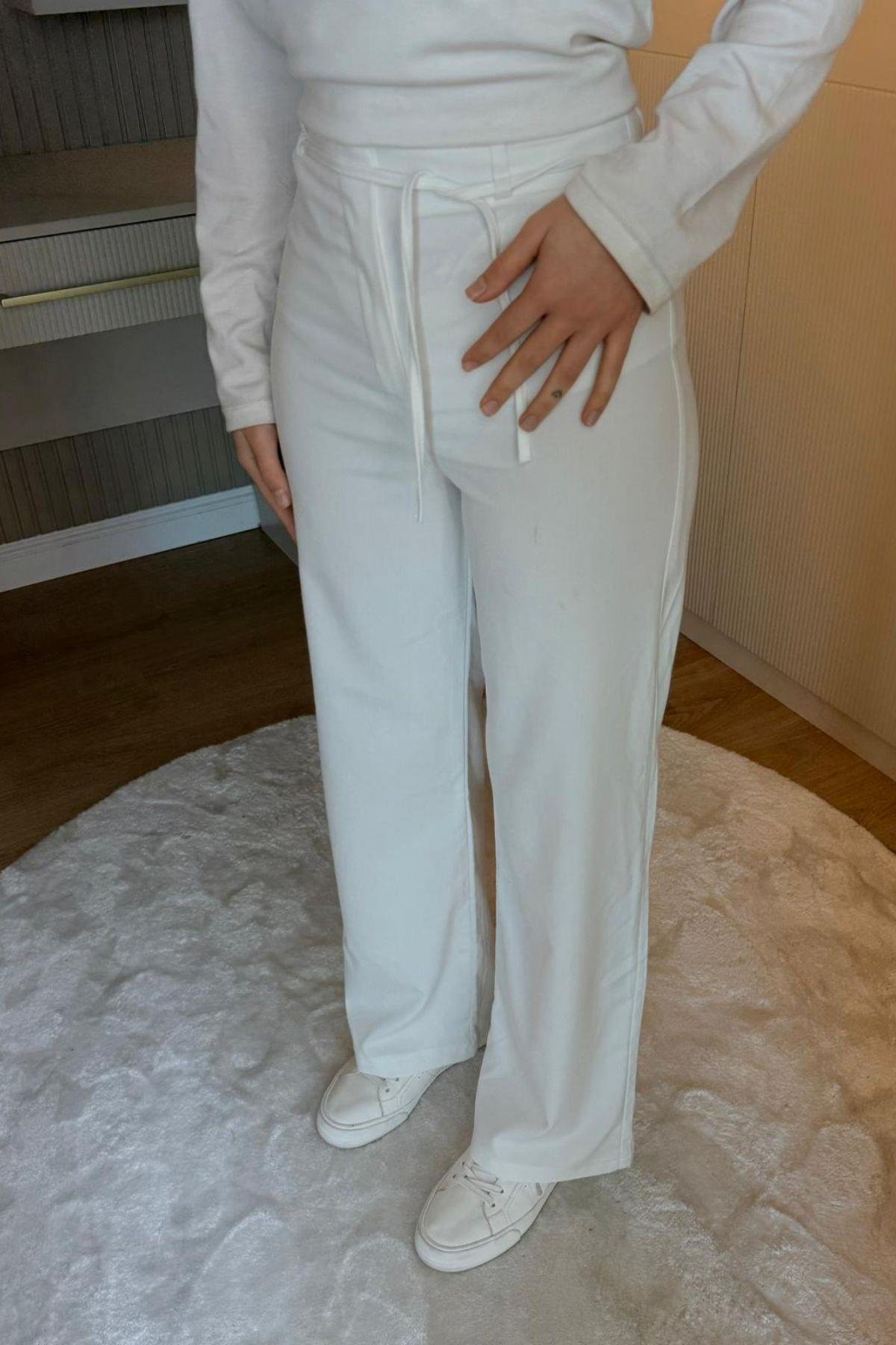 Bunny Palazzo Pantolon Beyaz, Fiyatları Bunny Palazzo Pantolon Beyaz- Haza Moda 