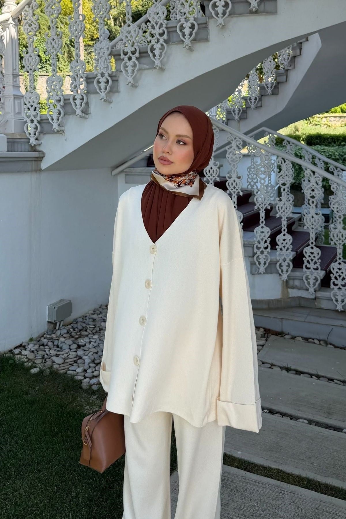 Büyük Düğmeli Merserize Takım Krem, Fiyatları 