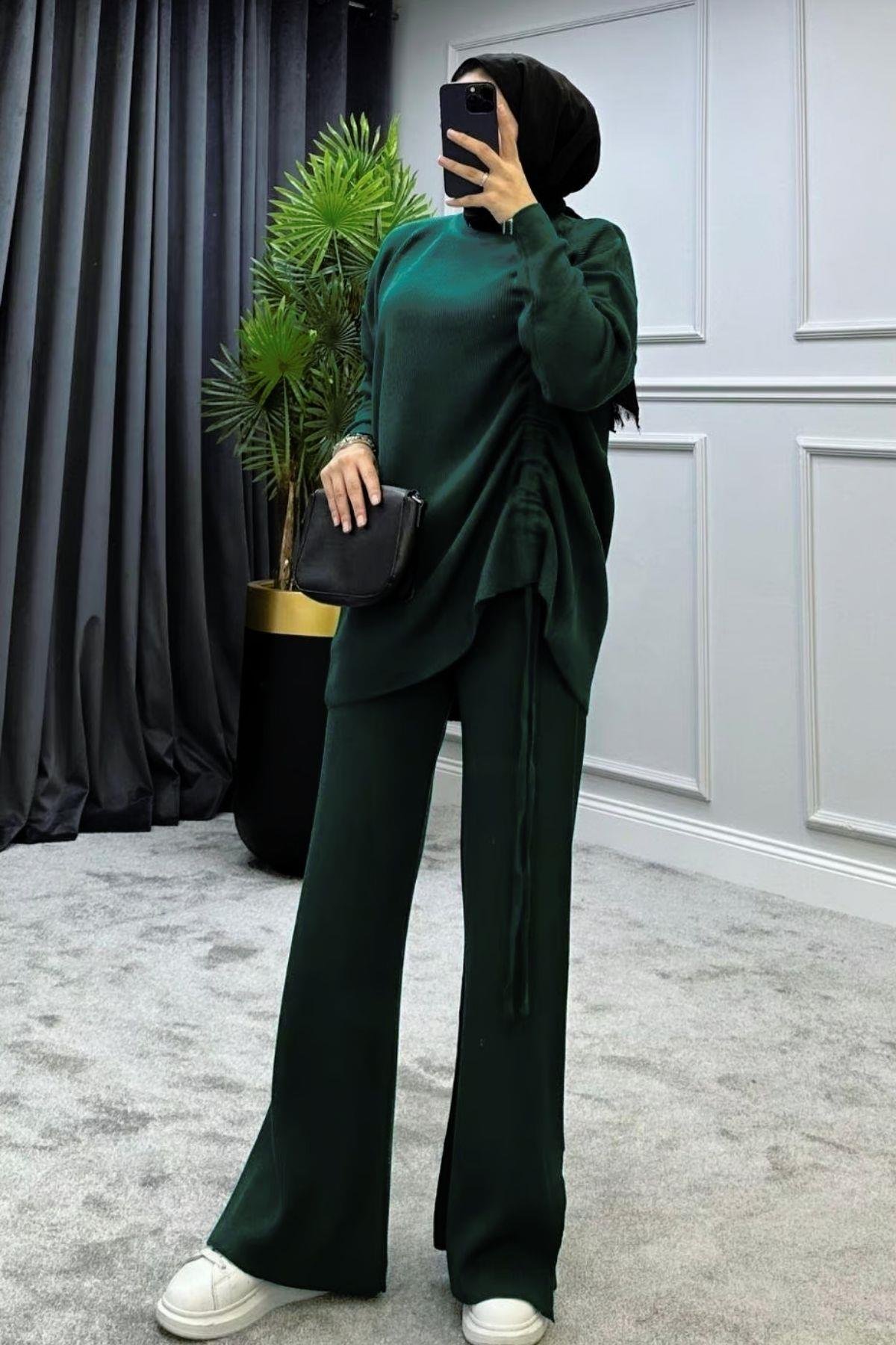 Büzgülü Triko Takım Zümrüt, Fiyatları 