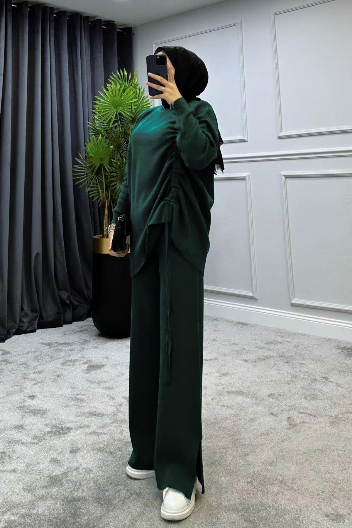 Büzgülü Triko Takım Zümrüt, Fiyatları 