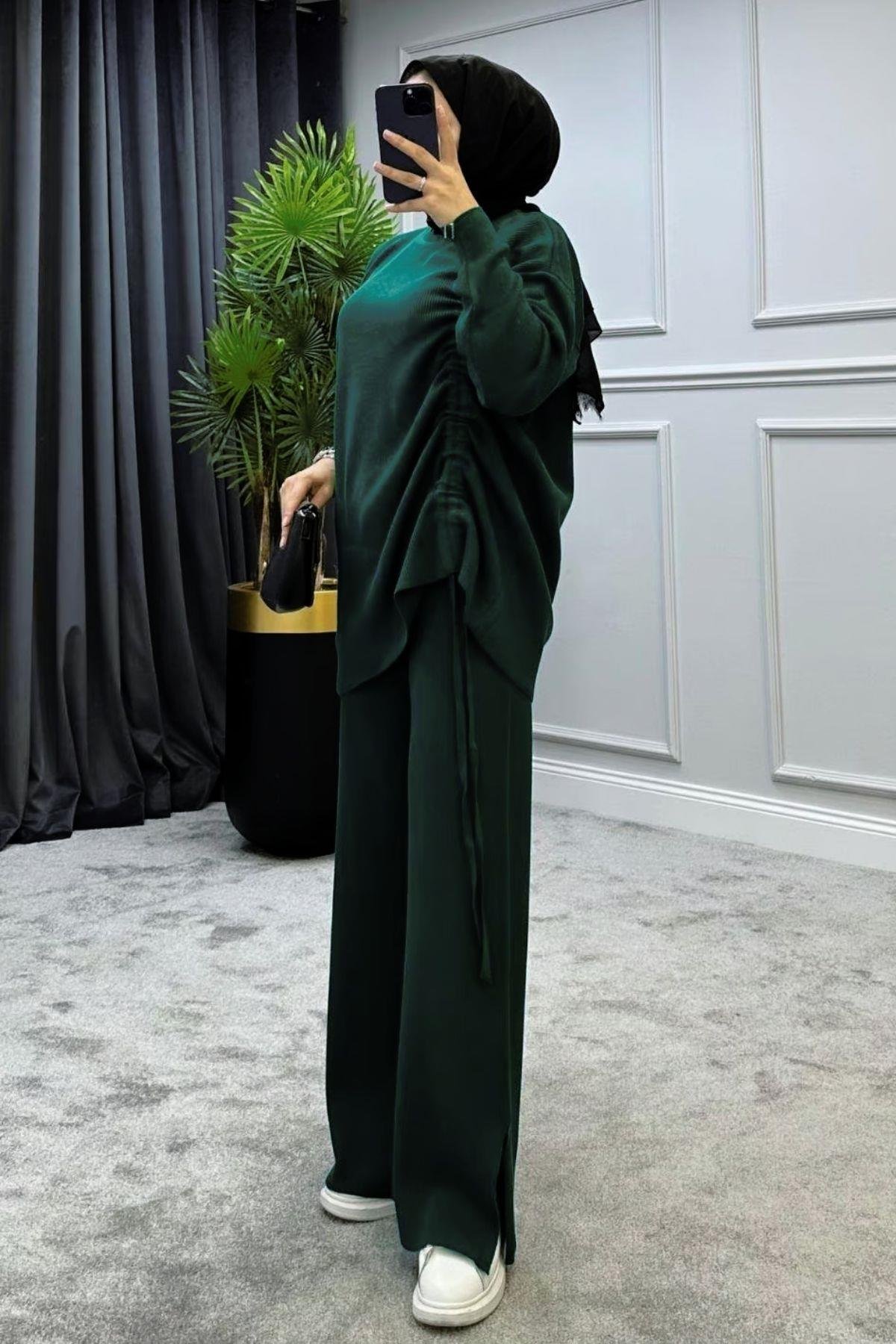 Büzgülü Triko Takım Zümrüt, Fiyatları 