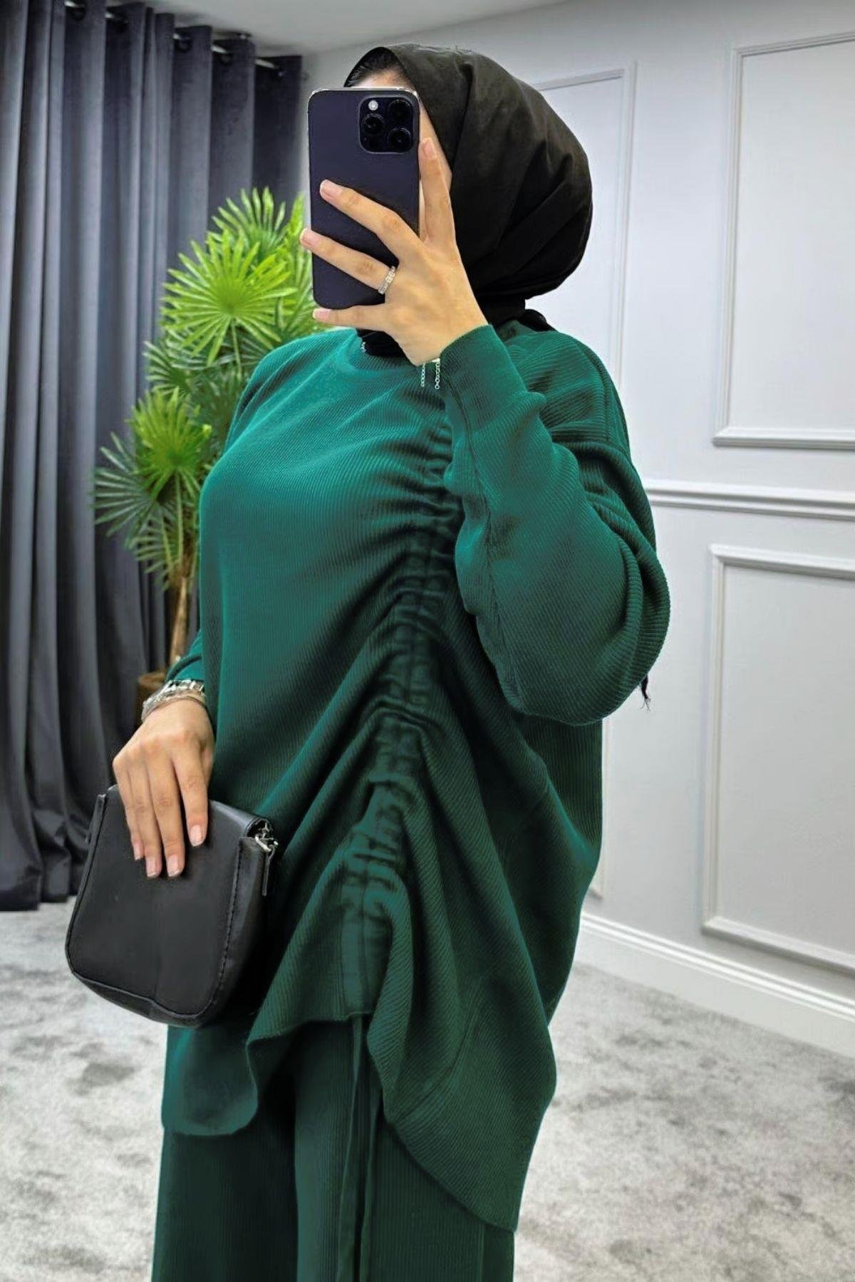 Büzgülü Triko Takım Zümrüt, Fiyatları 