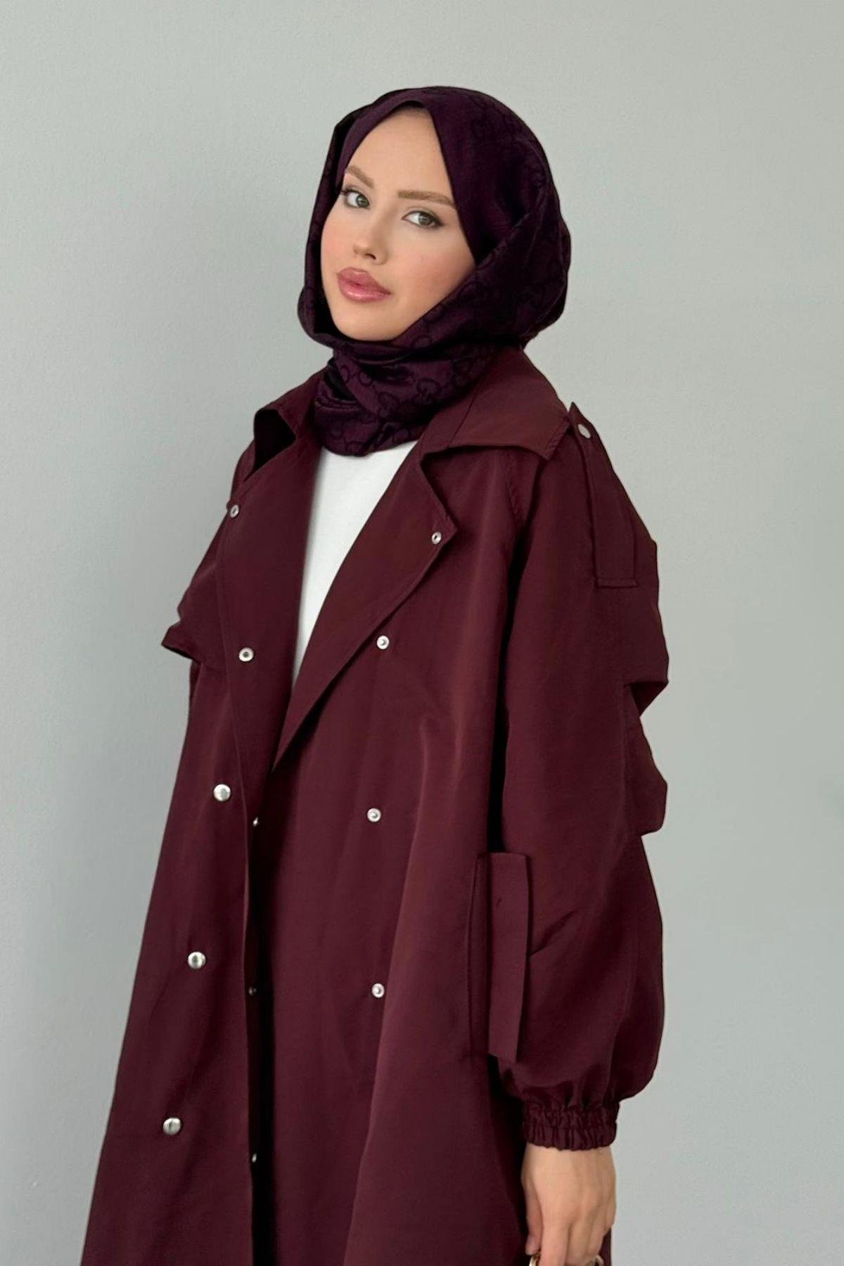 Bym Muadil Trençkot Mürdüm, Fiyatları Bym Muadil Trençkot Mürdüm- Haza Moda 