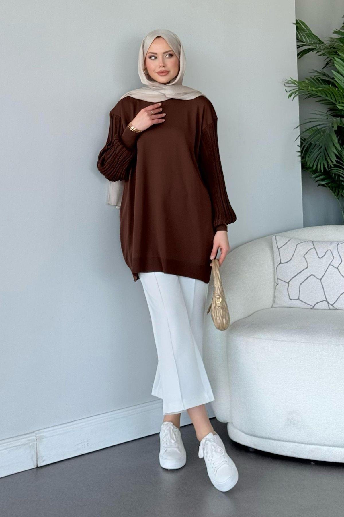 Cahide Merserize Tunik Acıkahve, Fiyatları 