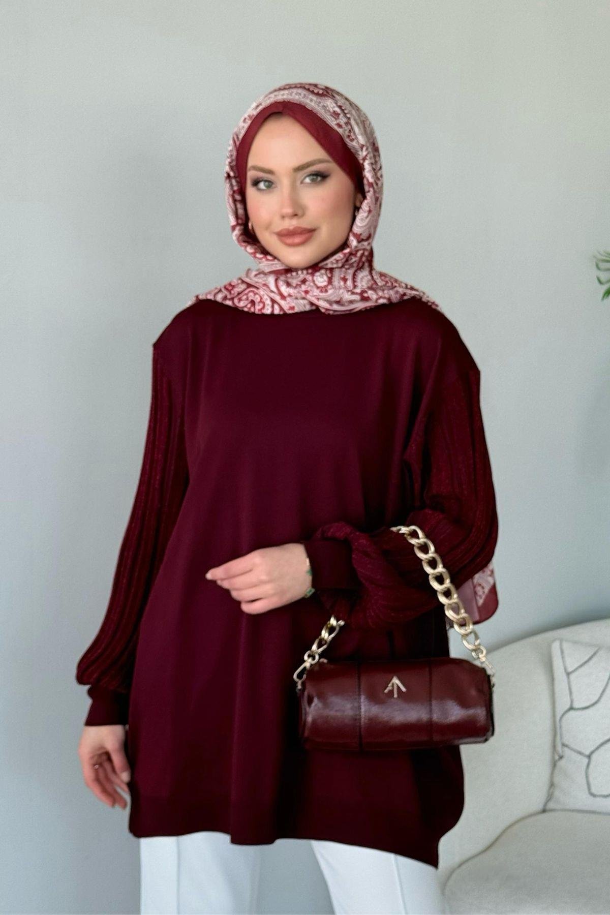Cahide Merserize Tunik Bordo, Fiyatları 