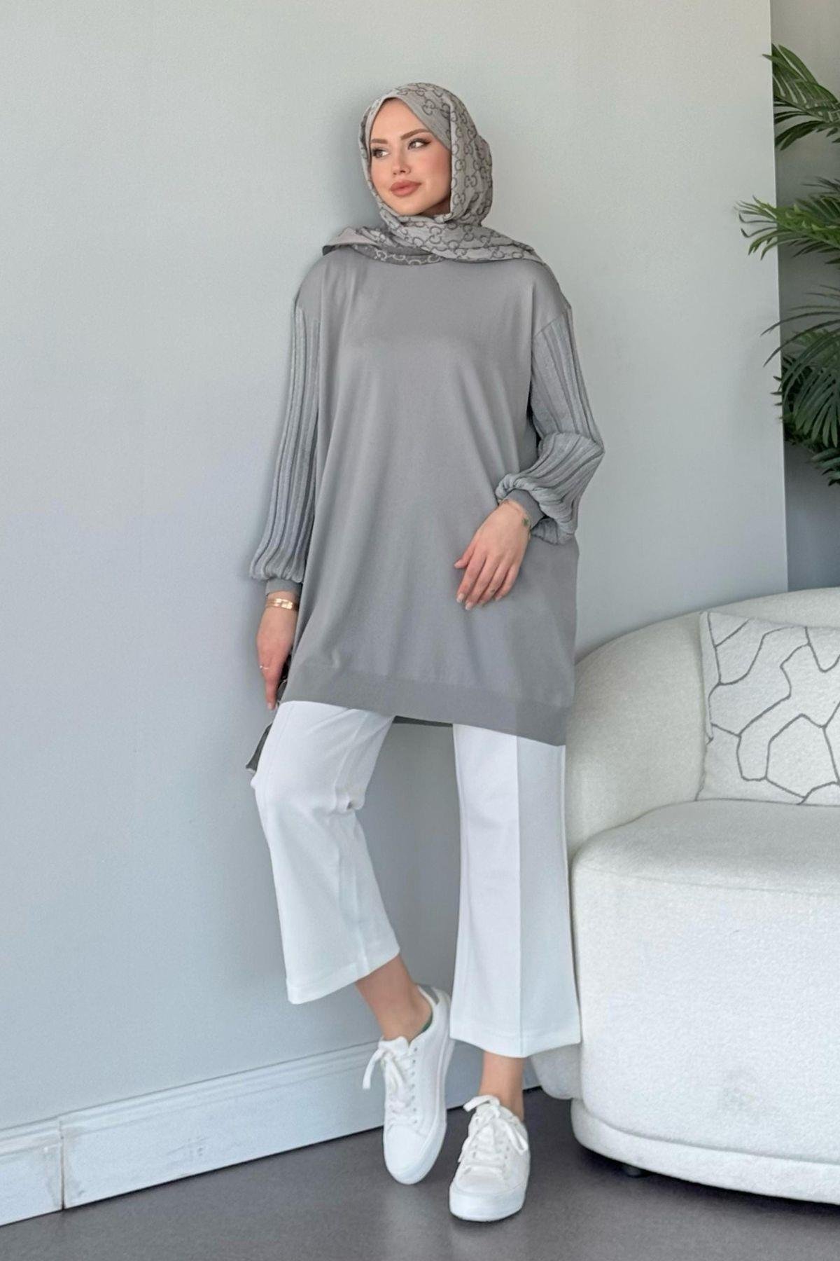 Cahide Merserize Tunik Gri, Fiyatları 