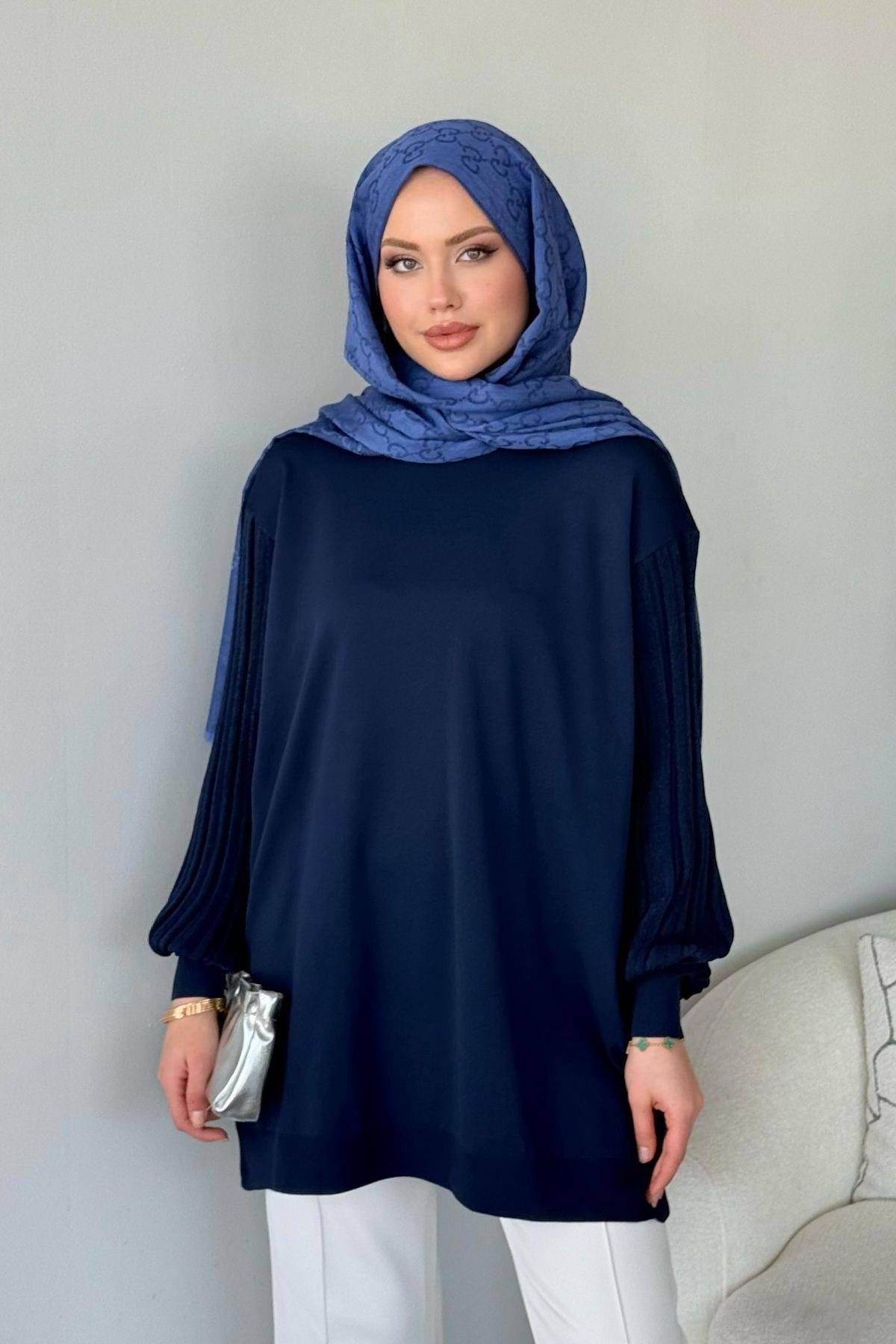 Cahide Merserize Tunik Lacivert, Fiyatları 