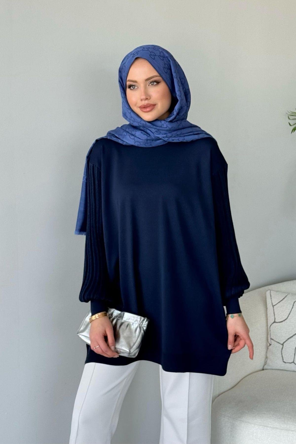 Cahide Merserize Tunik Lacivert, Fiyatları 