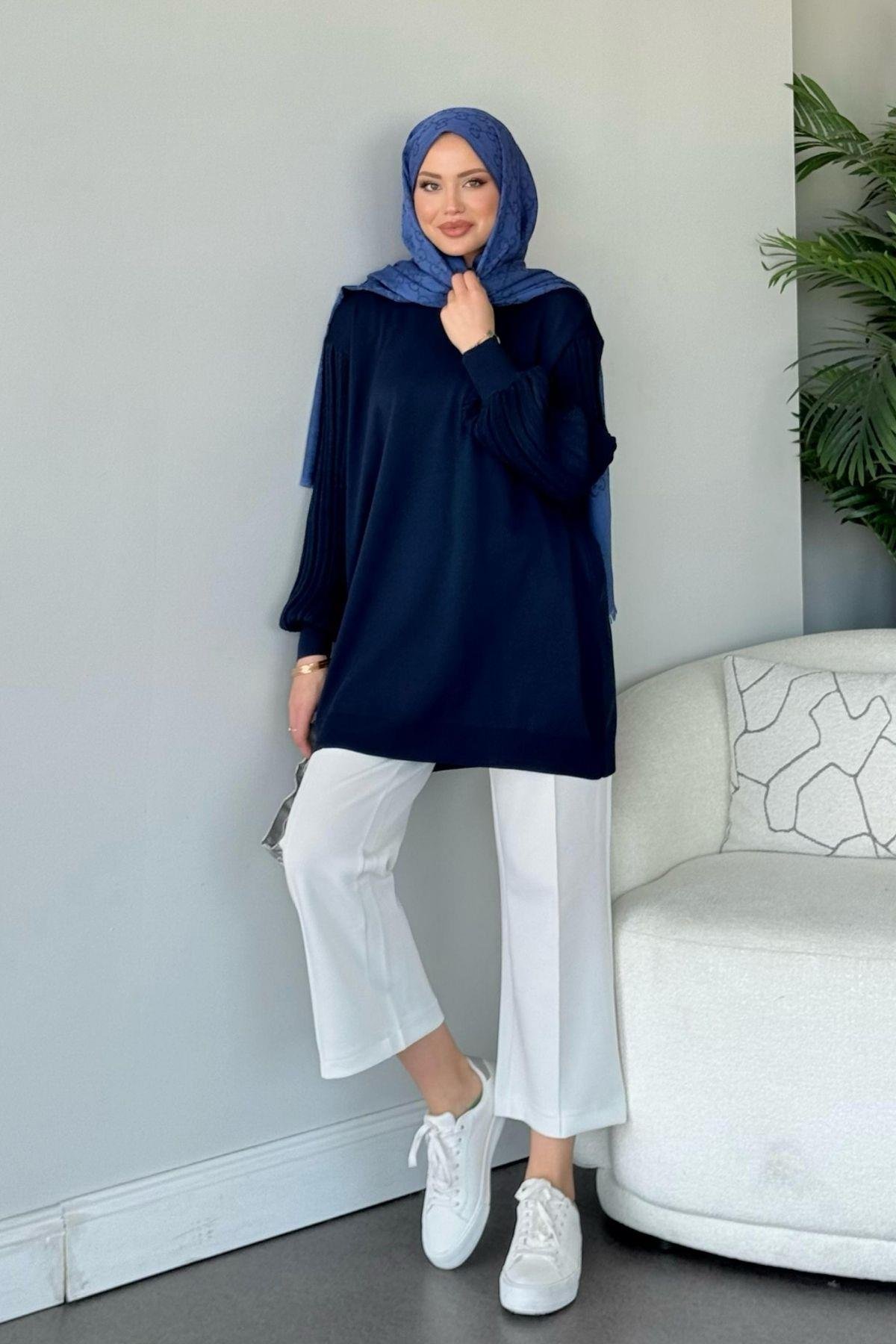 Cahide Merserize Tunik Lacivert, Fiyatları 