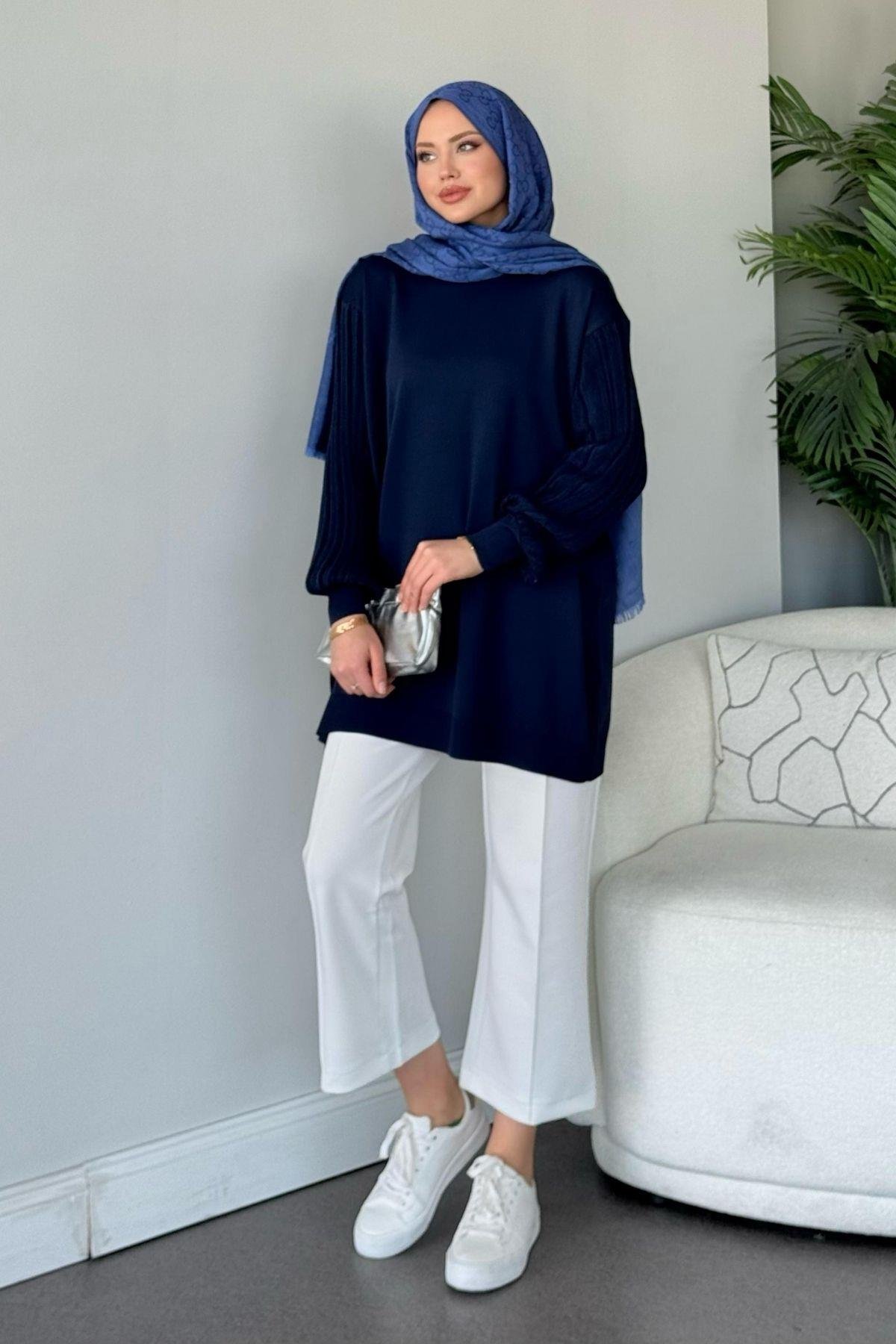 Cahide Merserize Tunik Lacivert, Fiyatları 