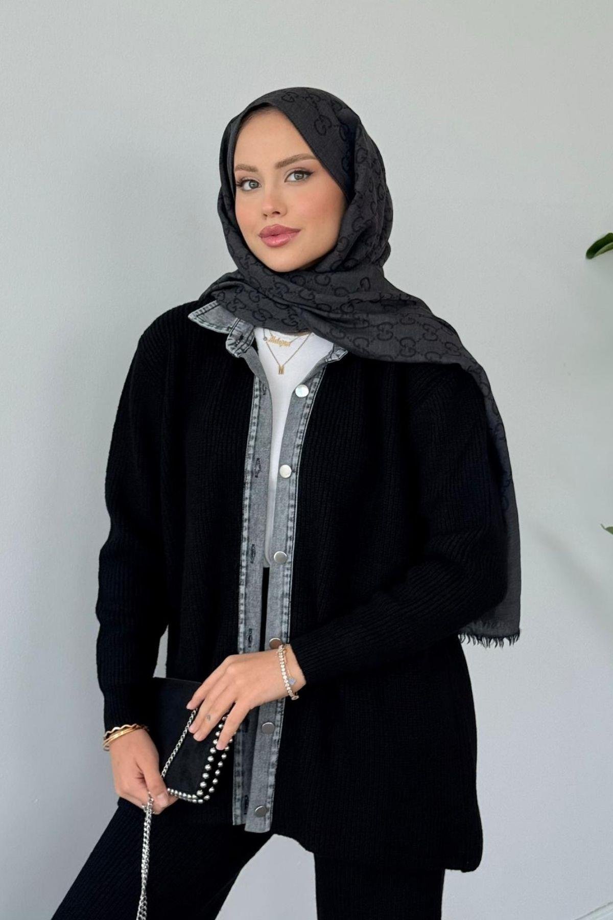 Çakım Düğmeli Triko Takım Siyah, Fiyatları Çakım Düğmeli Triko Takım Siyah- Haza Moda