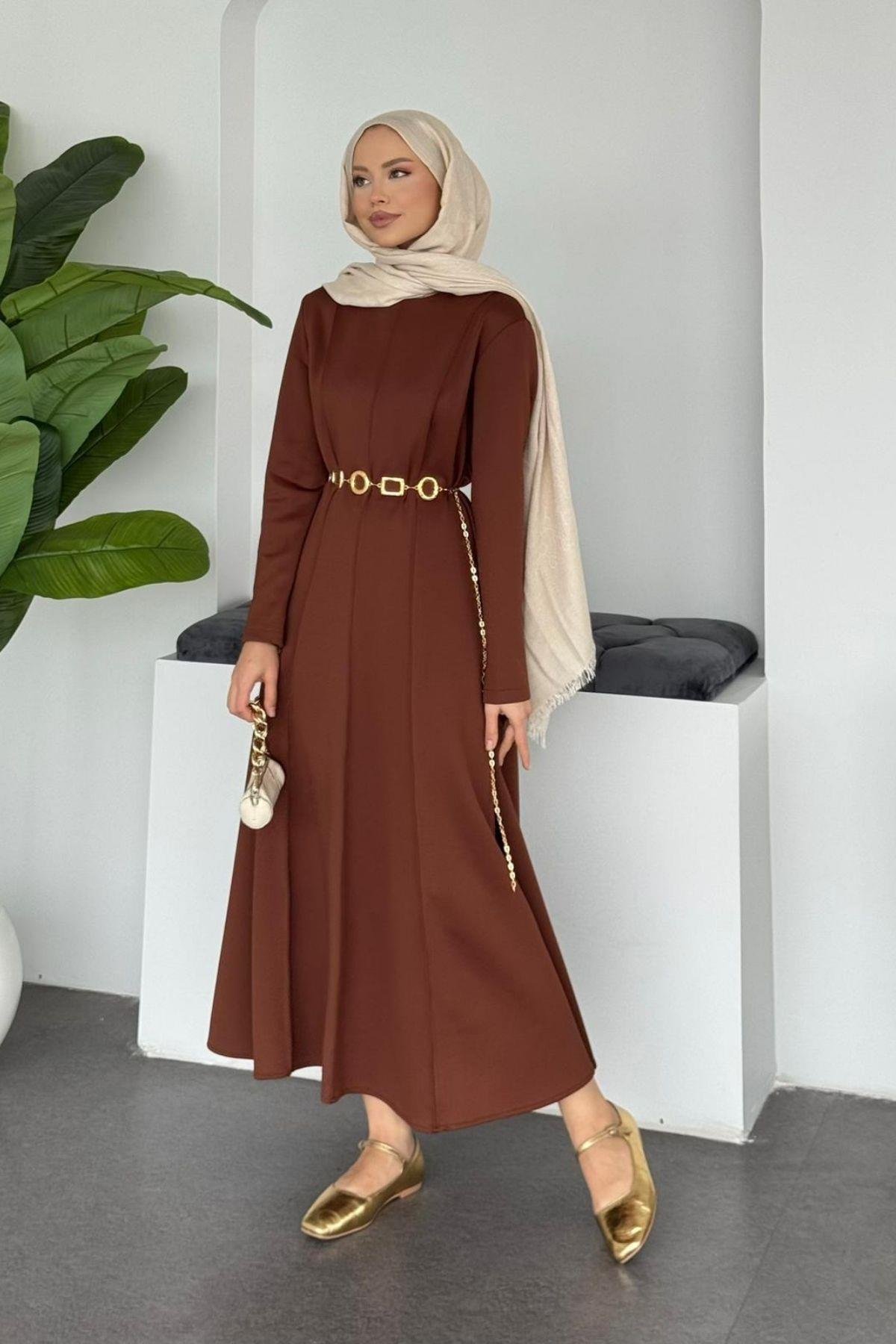 Carina Scuba Elbise Kahve, Fiyatları 