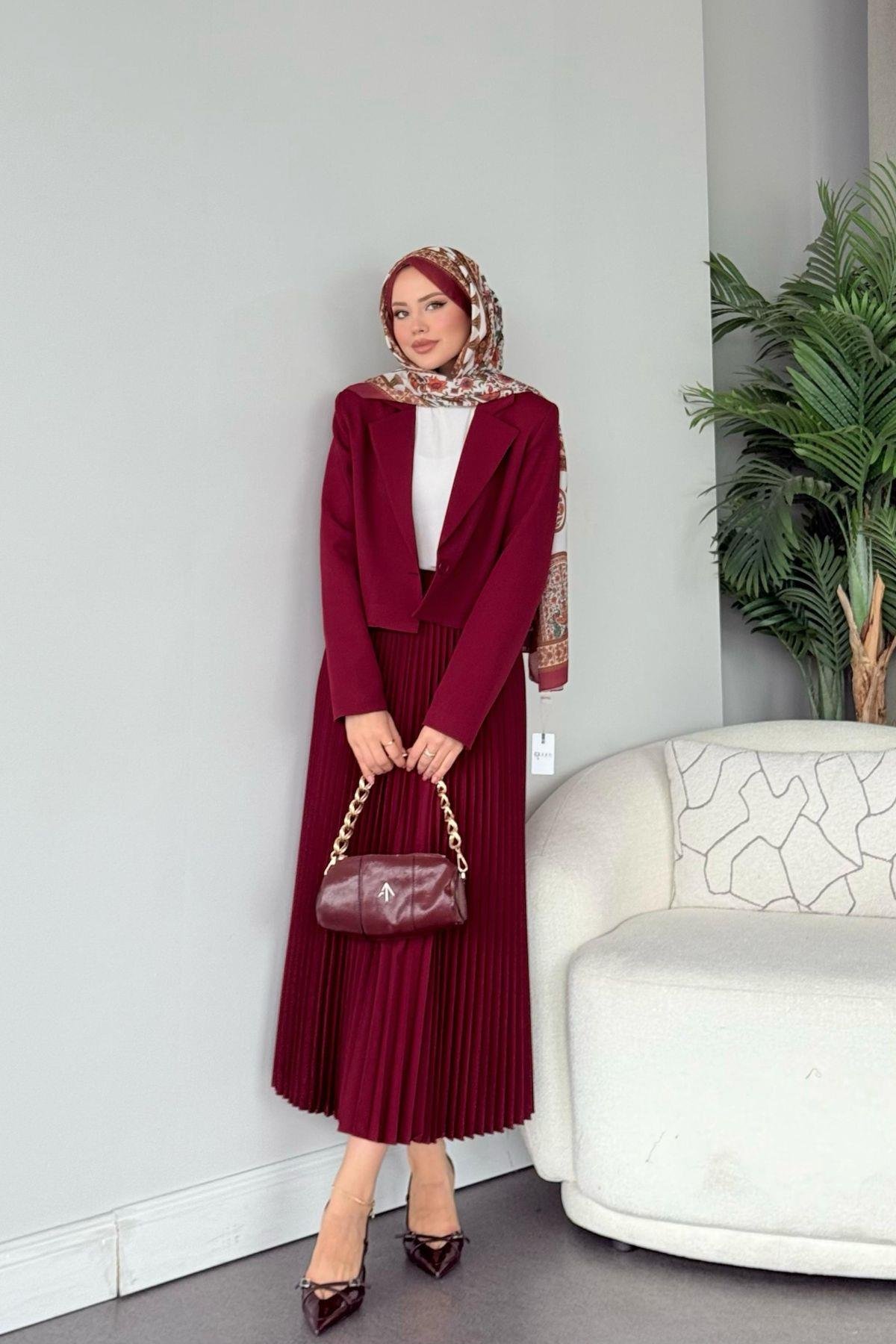 Ceketli Heza Takım Bordo, Fiyatları 