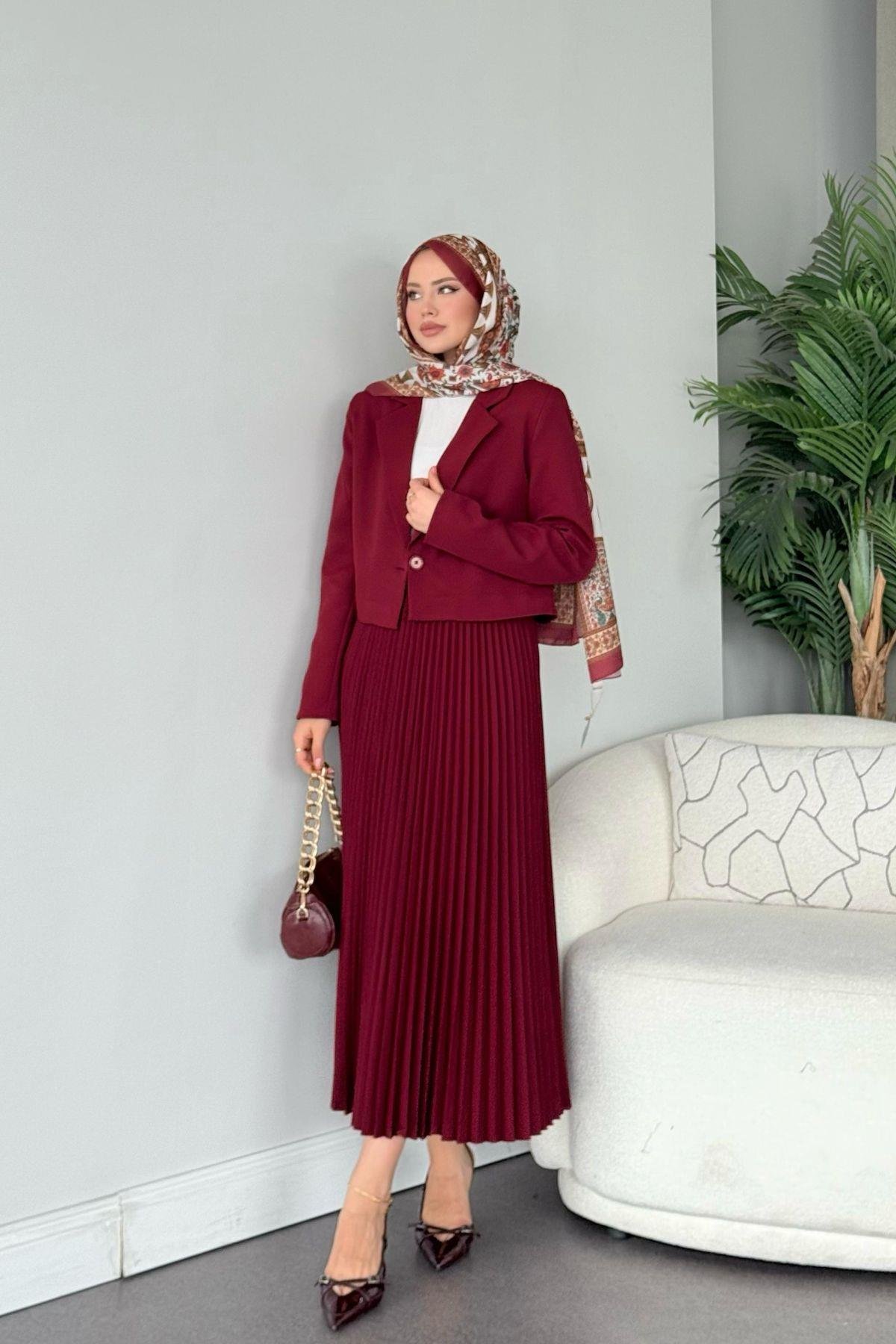 Ceketli Heza Takım Bordo, Fiyatları 