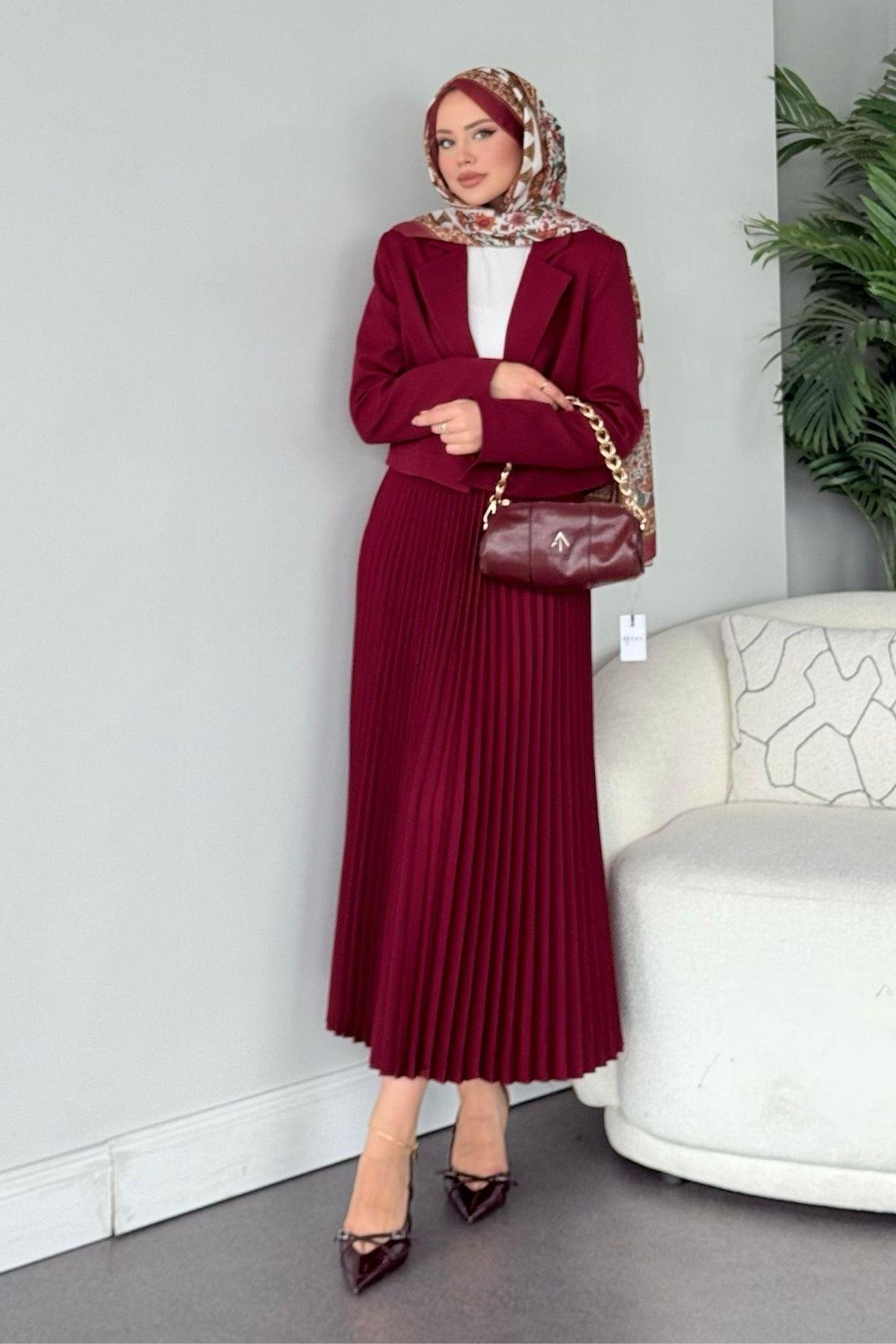 Ceketli Heza Takım Bordo, Fiyatları 