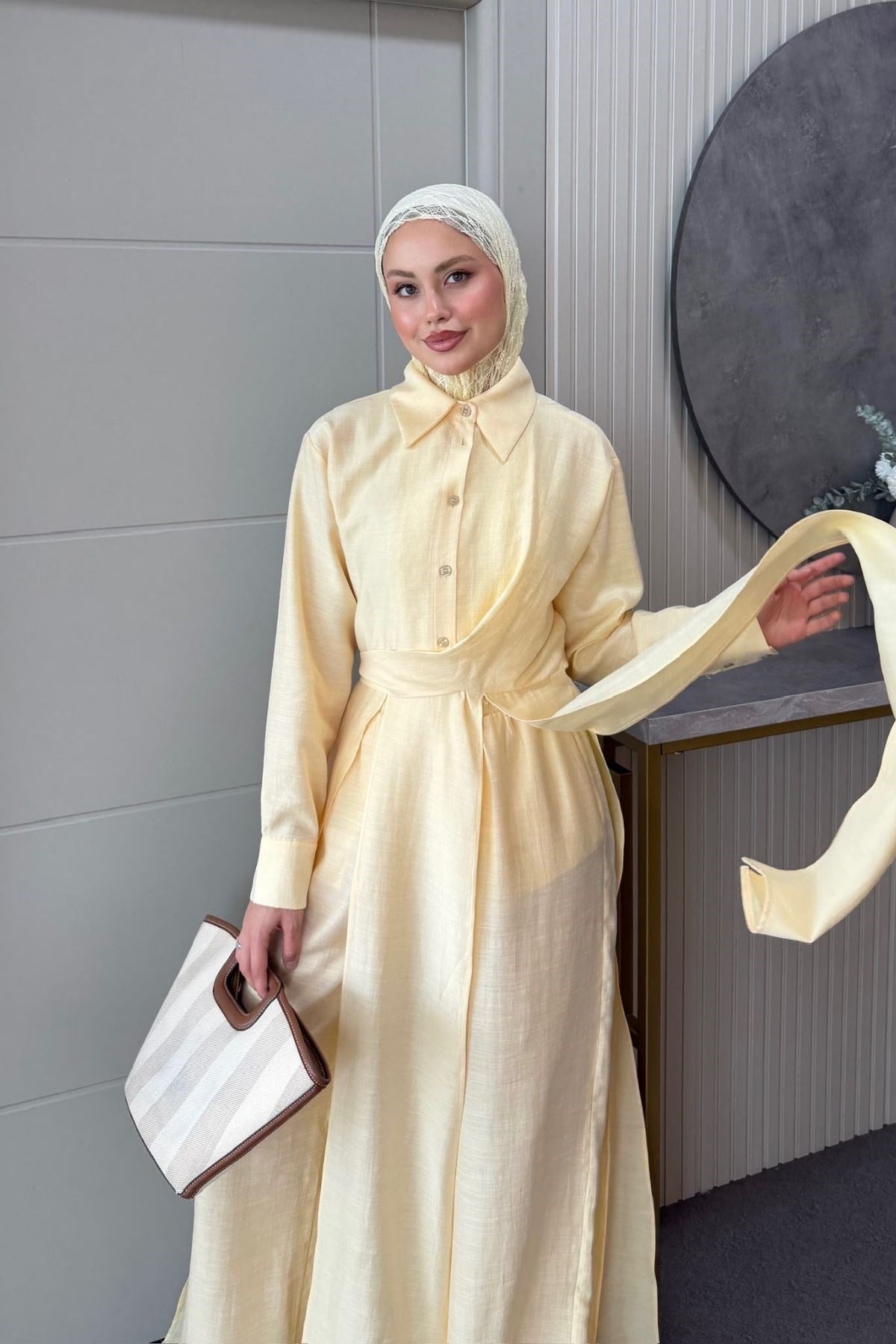 Celine Yırtmaçlı Pantolonlu Takım Sarı, Fiyatları 