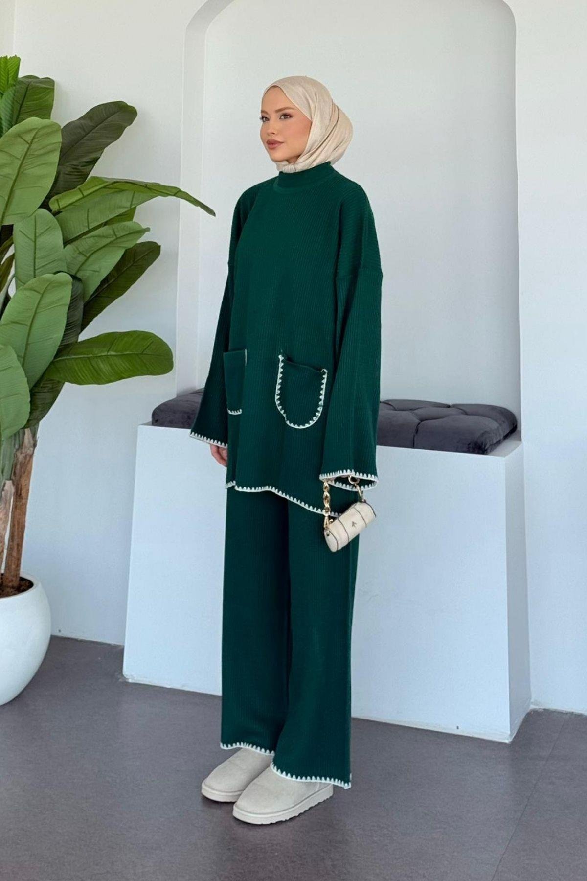 Cep Örgülü Fitilli Takım Yeşil, Fiyatları Cep Örgülü Fitilli Takım Yeşil- Haza Moda 