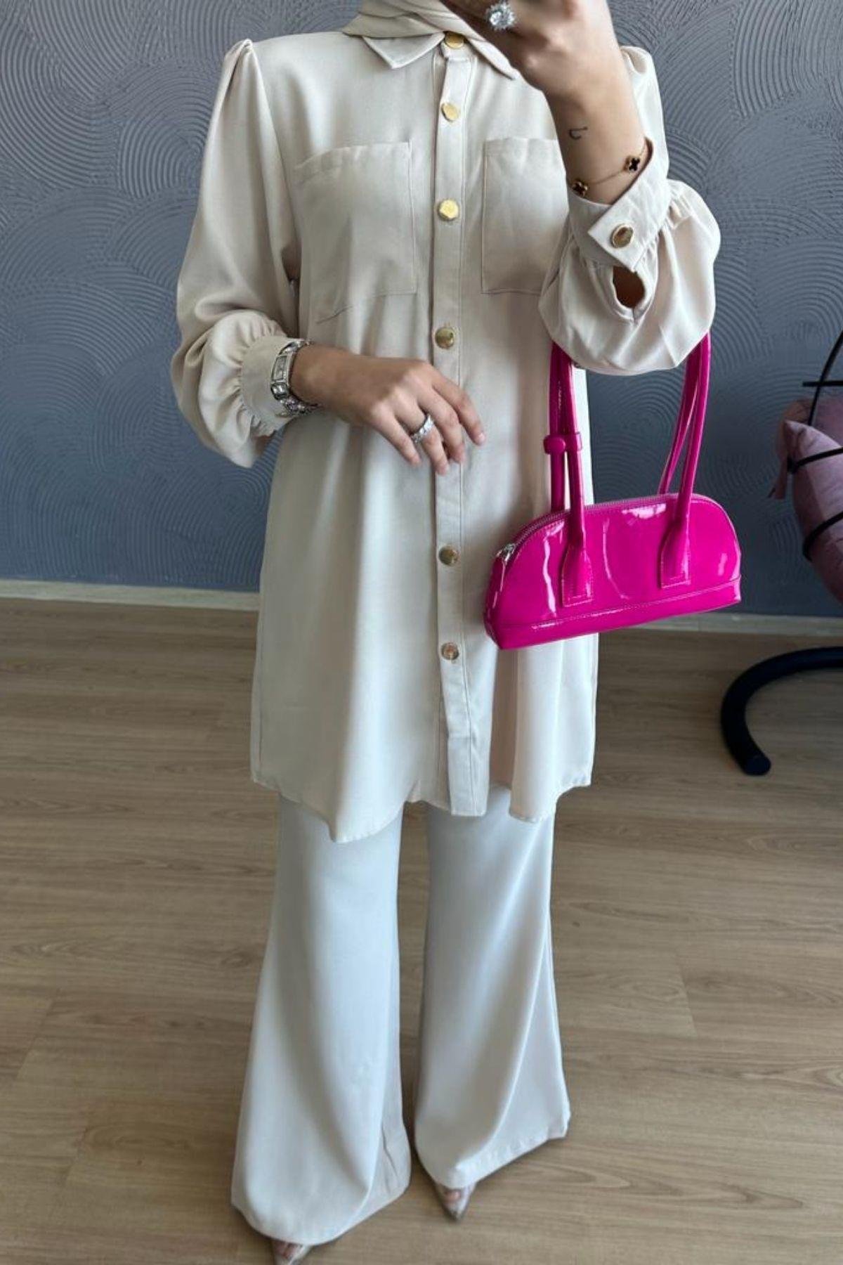 Cepli Düğmeli Takım Bej, Fiyatları 