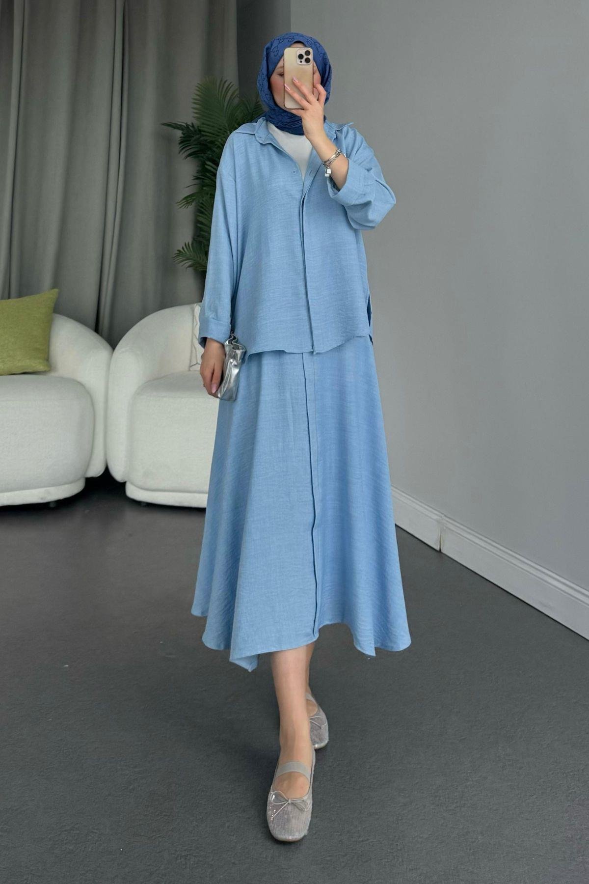 Cepsiz Liya Takım Bebemavi, Fiyatları Haza Moda | Tesettür Giyim | Cepsiz Liya Takım Bebemavi