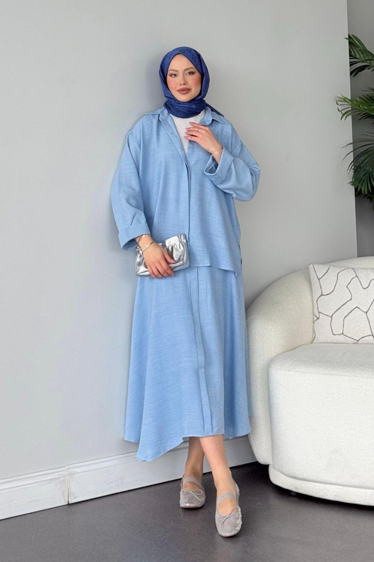 Cepsiz Liya Takım Bebemavi, Fiyatları Haza Moda | Tesettür Giyim | Cepsiz Liya Takım Bebemavi