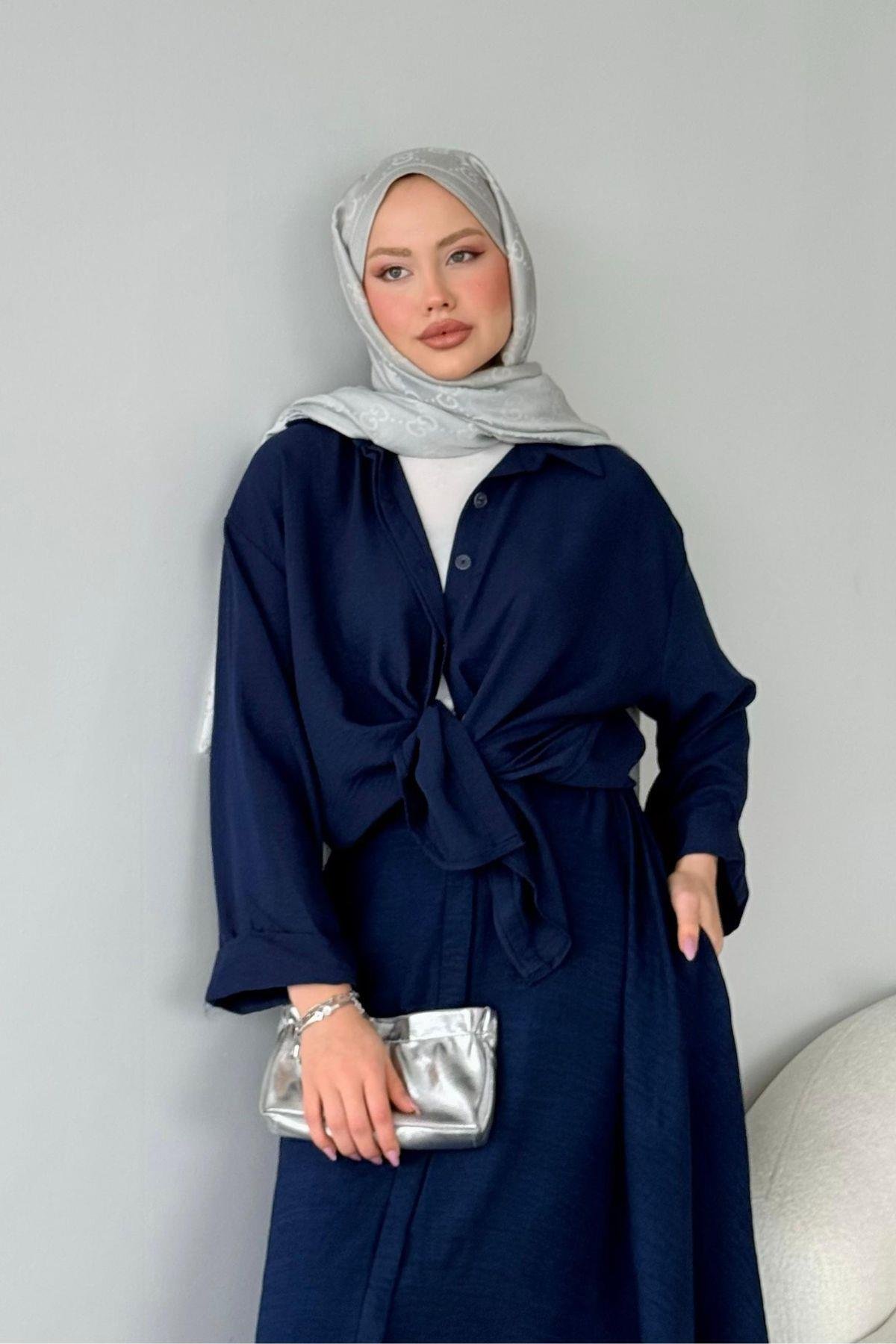 Cepsiz Liya Takım Lacivert, Fiyatları Haza Moda | Tesettür Giyim | Cepsiz Liya Takım Lacivert