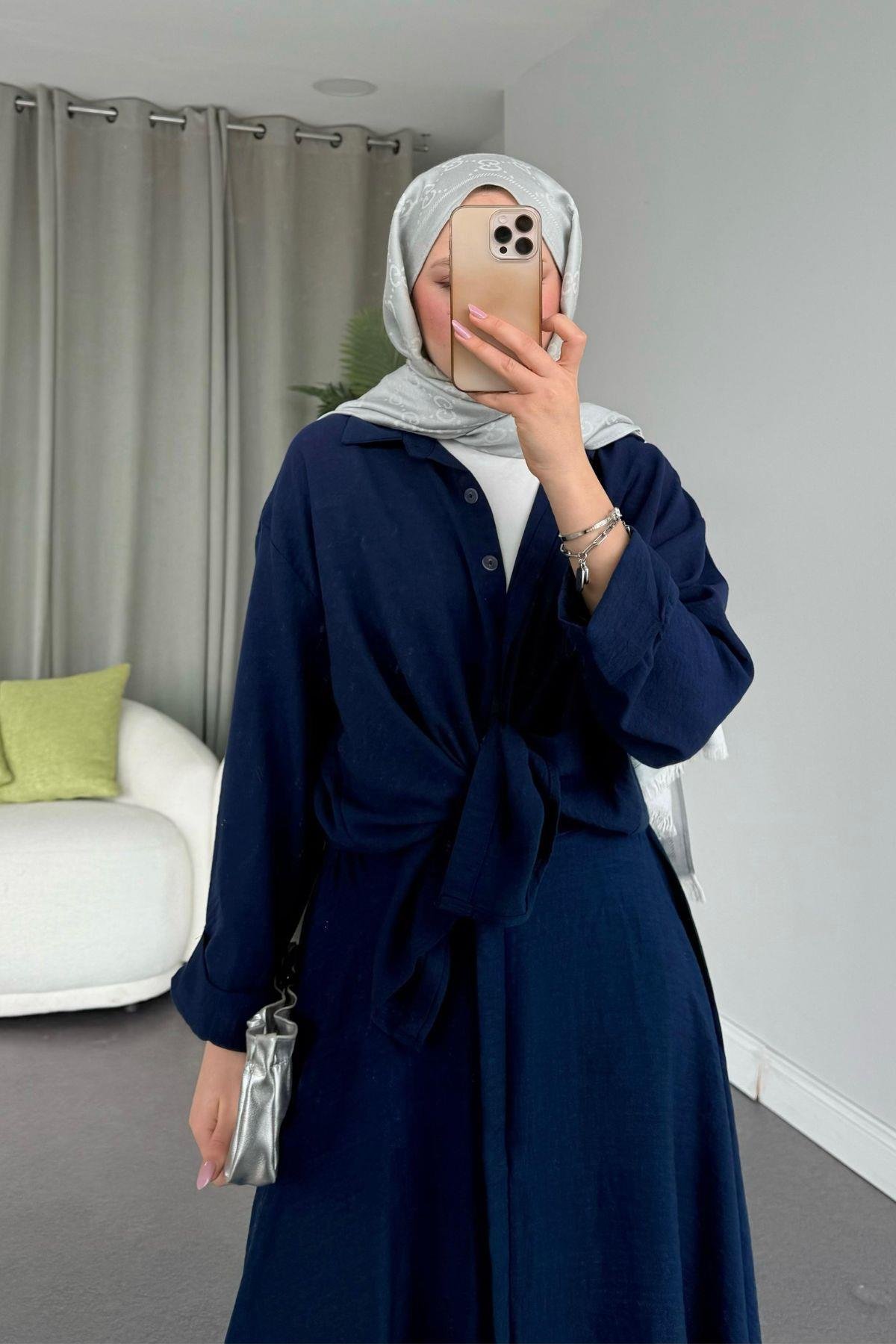 Cepsiz Liya Takım Lacivert, Fiyatları Haza Moda | Tesettür Giyim | Cepsiz Liya Takım Lacivert