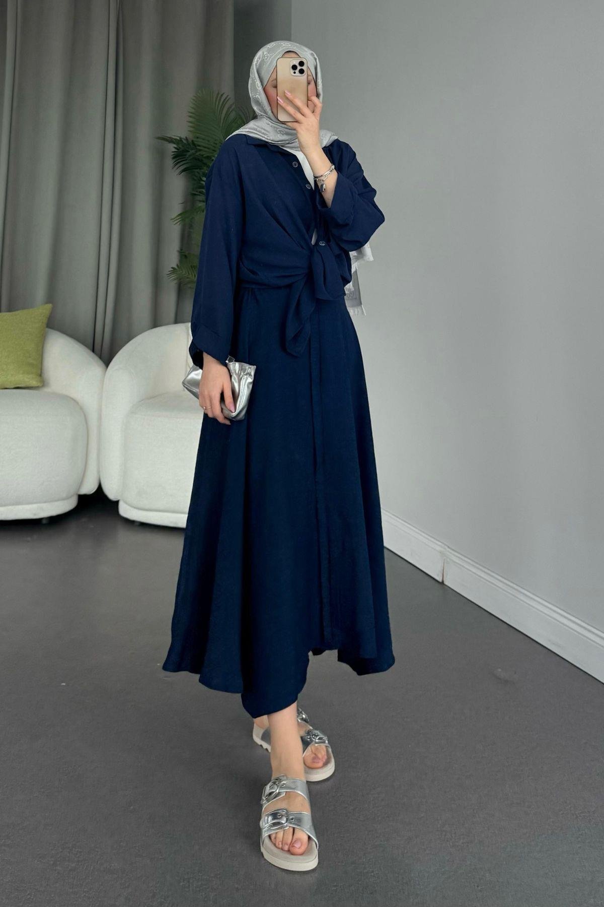 Cepsiz Liya Takım Lacivert, Fiyatları Haza Moda | Tesettür Giyim | Cepsiz Liya Takım Lacivert