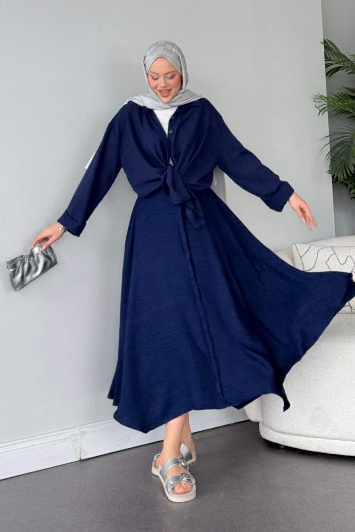 Cepsiz Liya Takım Lacivert, Fiyatları Haza Moda | Tesettür Giyim | Cepsiz Liya Takım Lacivert