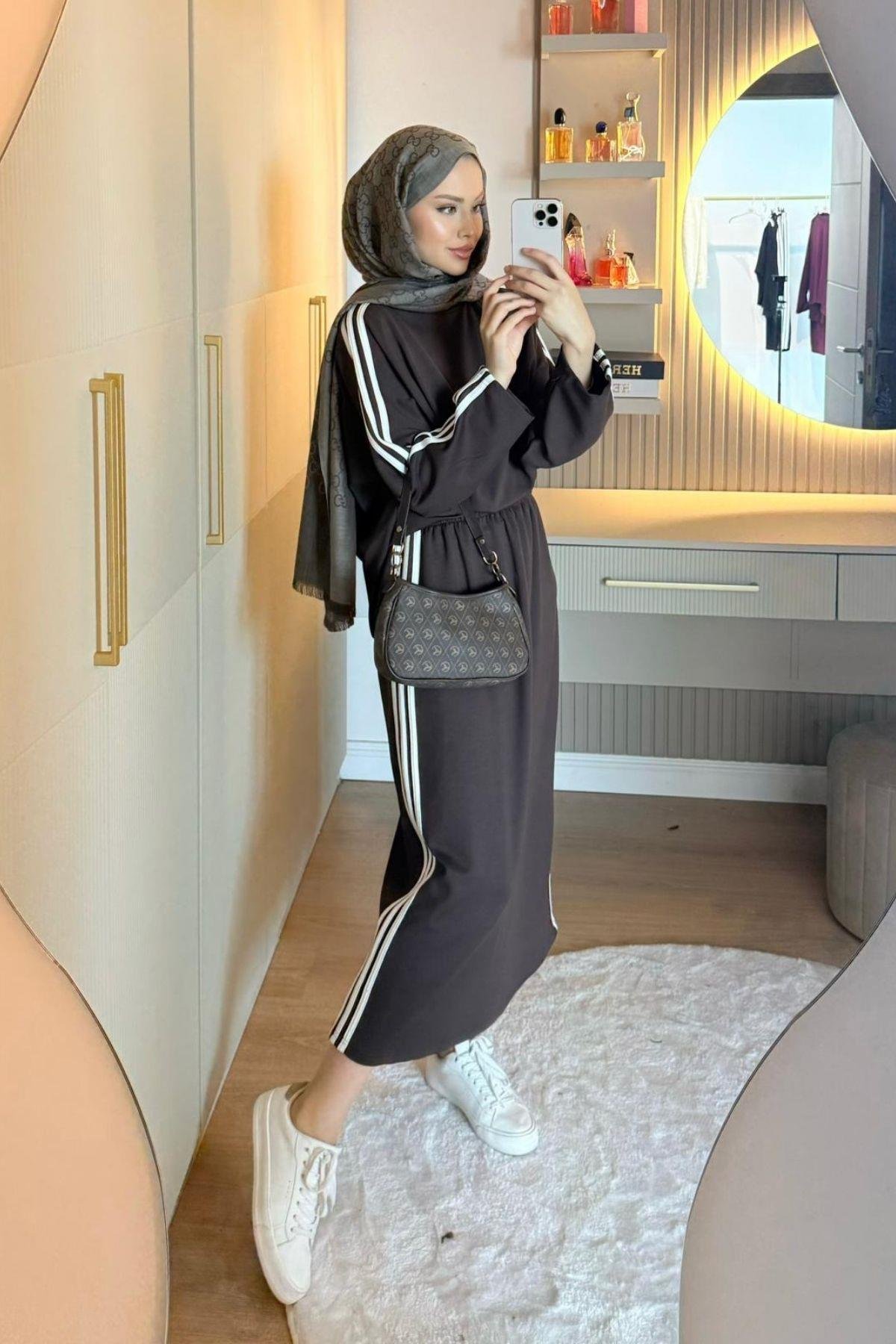 Charm Şeritli Etekli Takım Kahve, Fiyatları 