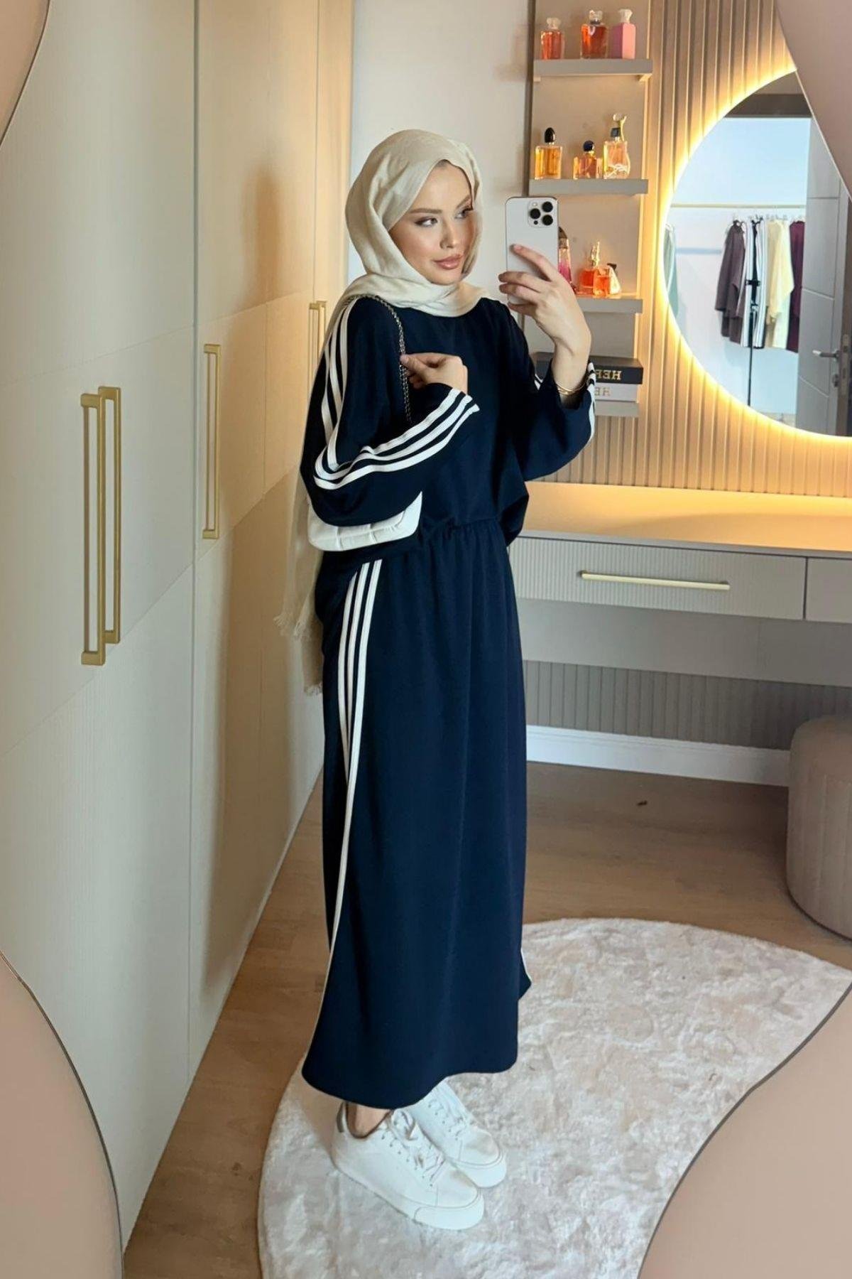 Charm Şeritli Etekli Takım Lacivert, Fiyatları 