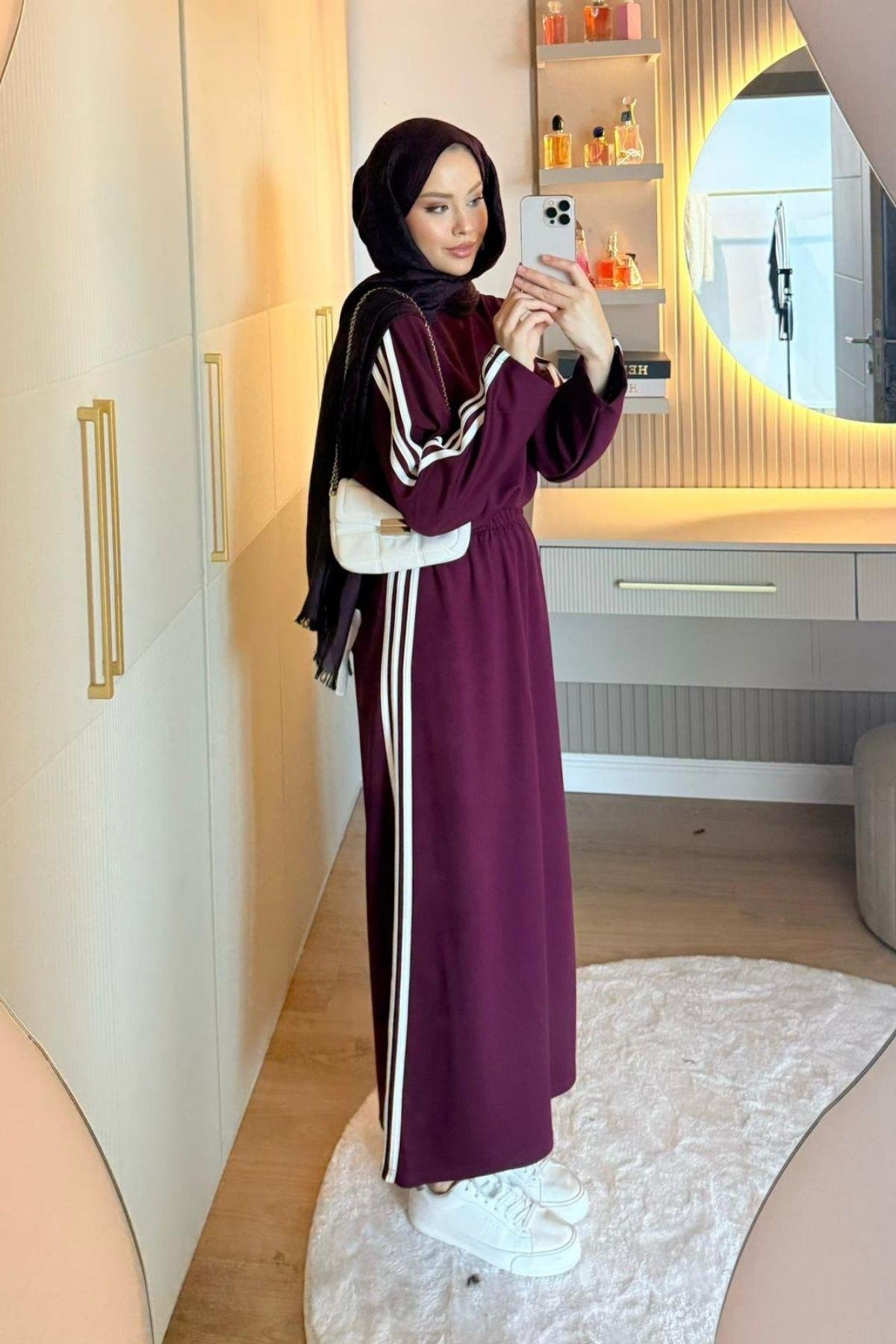 Charm Şeritli Etekli Takım Mürdüm, Fiyatları 