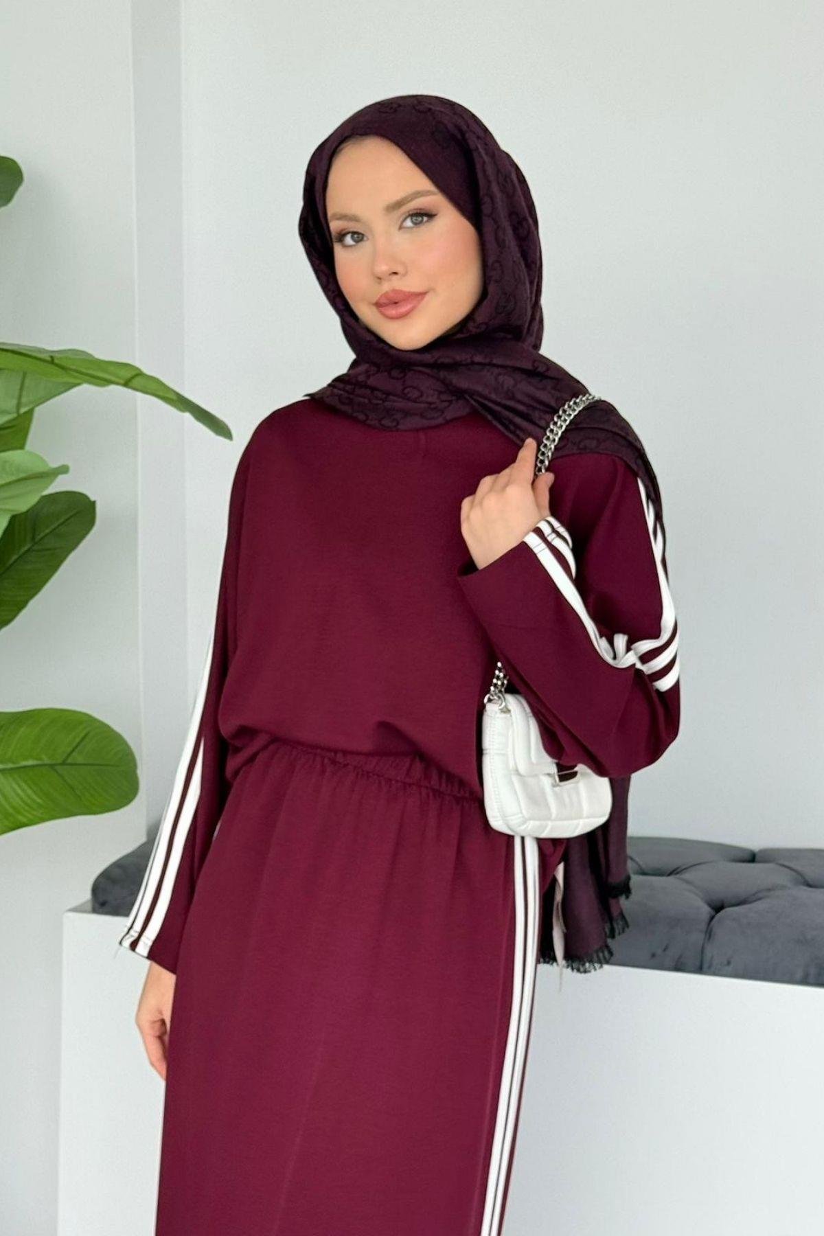 Charm Şeritli Etekli Takım Mürdüm, Fiyatları 