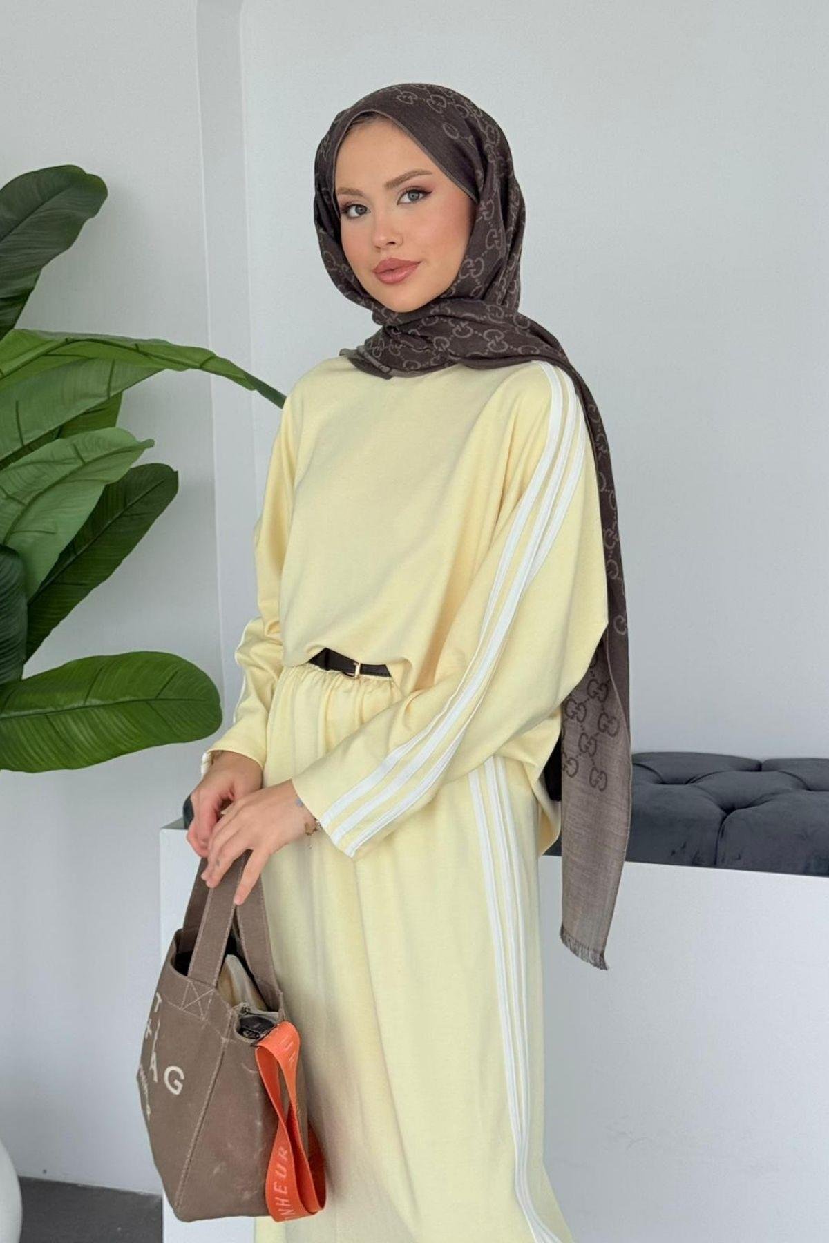 Charm Şeritli Etekli Takım Sarı, Fiyatları 