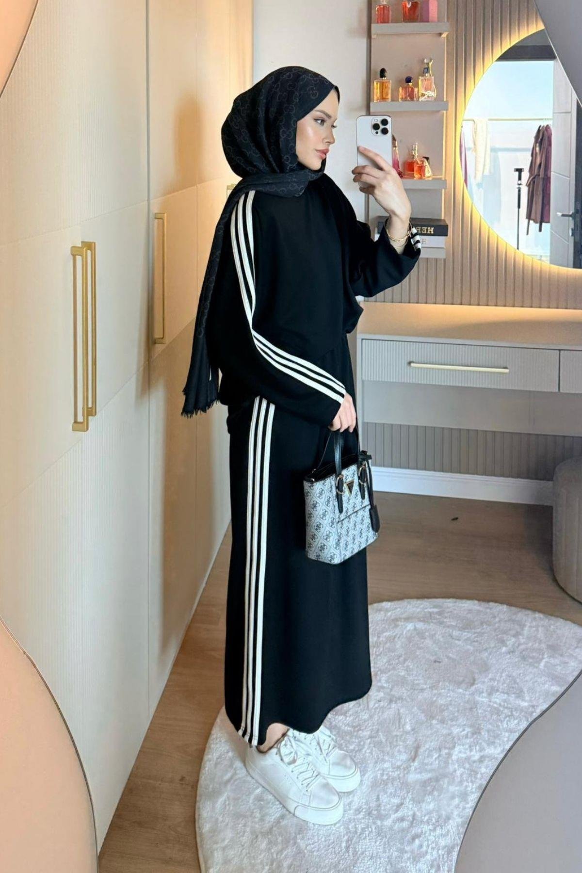 Charm Şeritli Etekli Takım Siyah, Fiyatları 