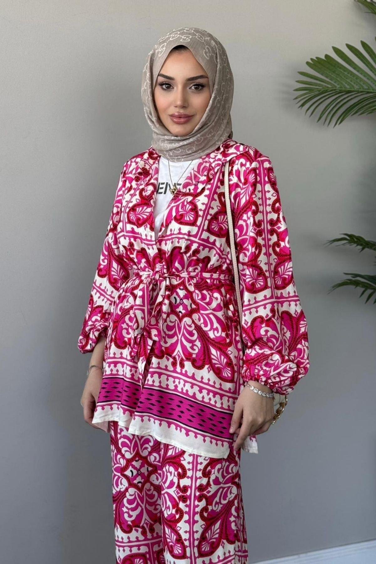 Çiçekli Viskon Takım Pembe, Fiyatları 