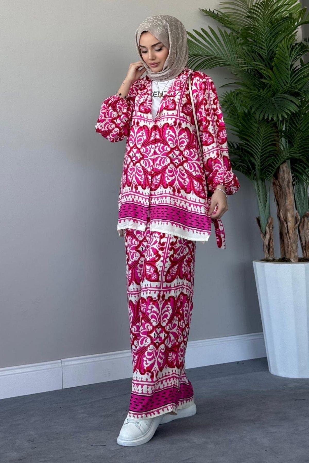 Çiçekli Viskon Takım Pembe, Fiyatları 