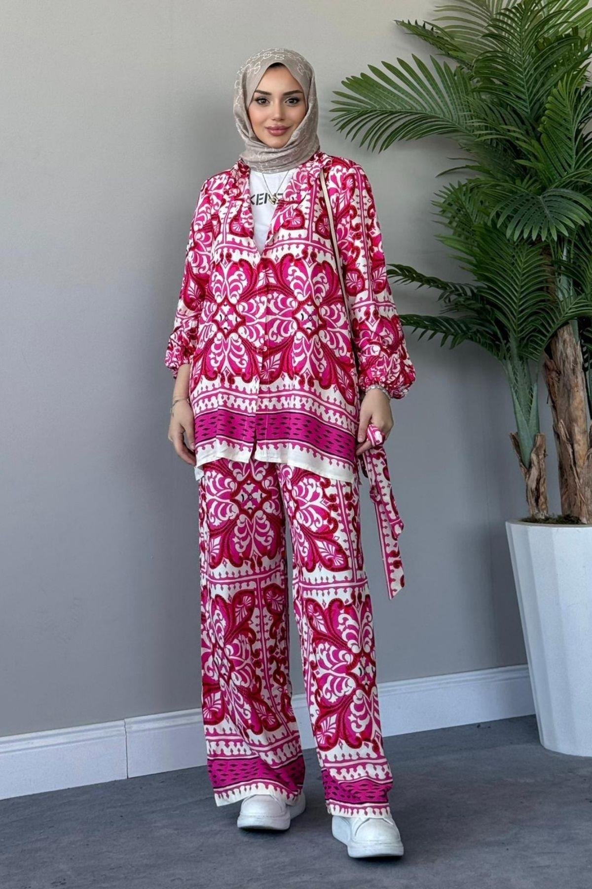 Çiçekli Viskon Takım Pembe, Fiyatları 