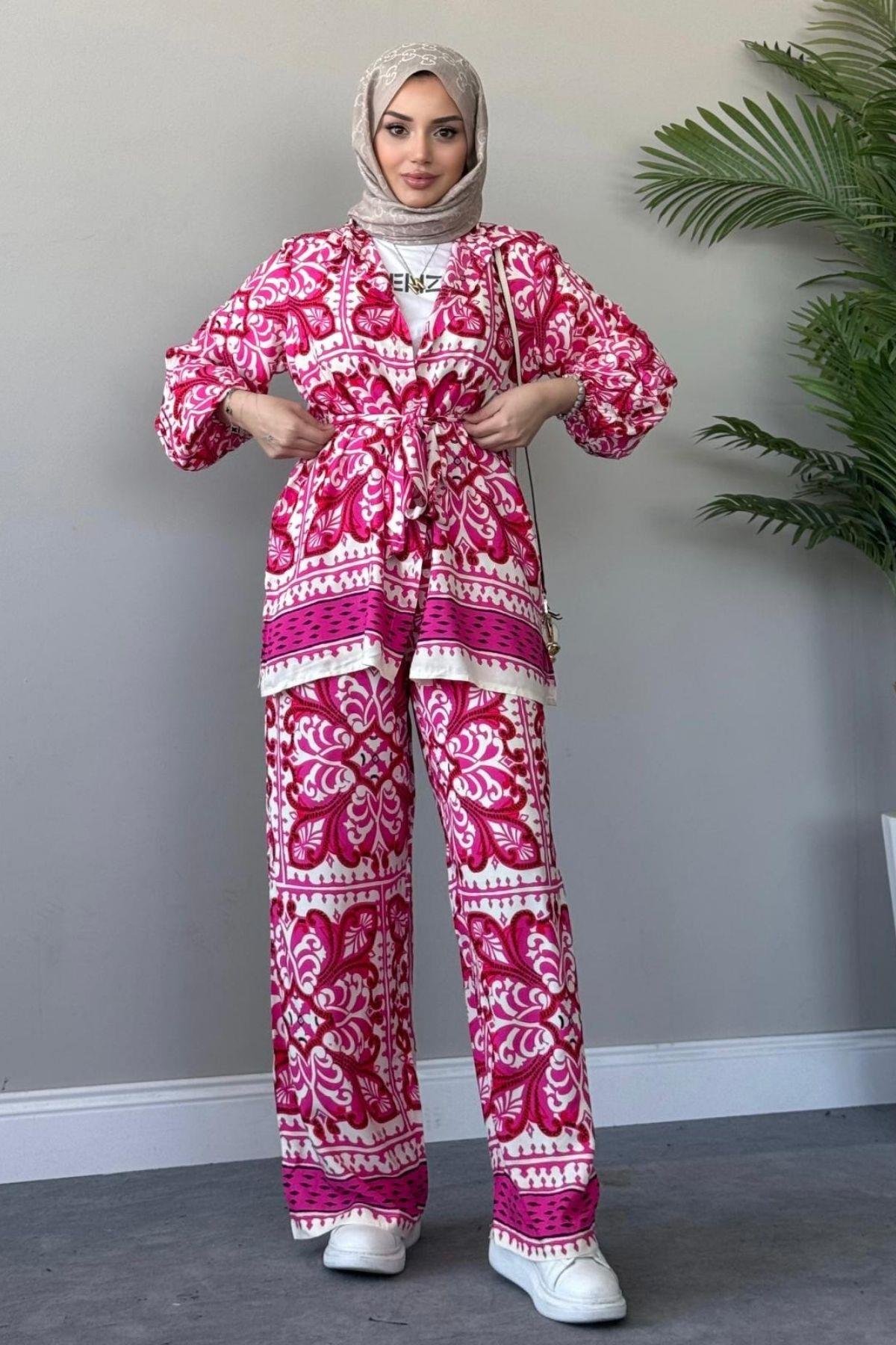 Çiçekli Viskon Takım Pembe, Fiyatları 