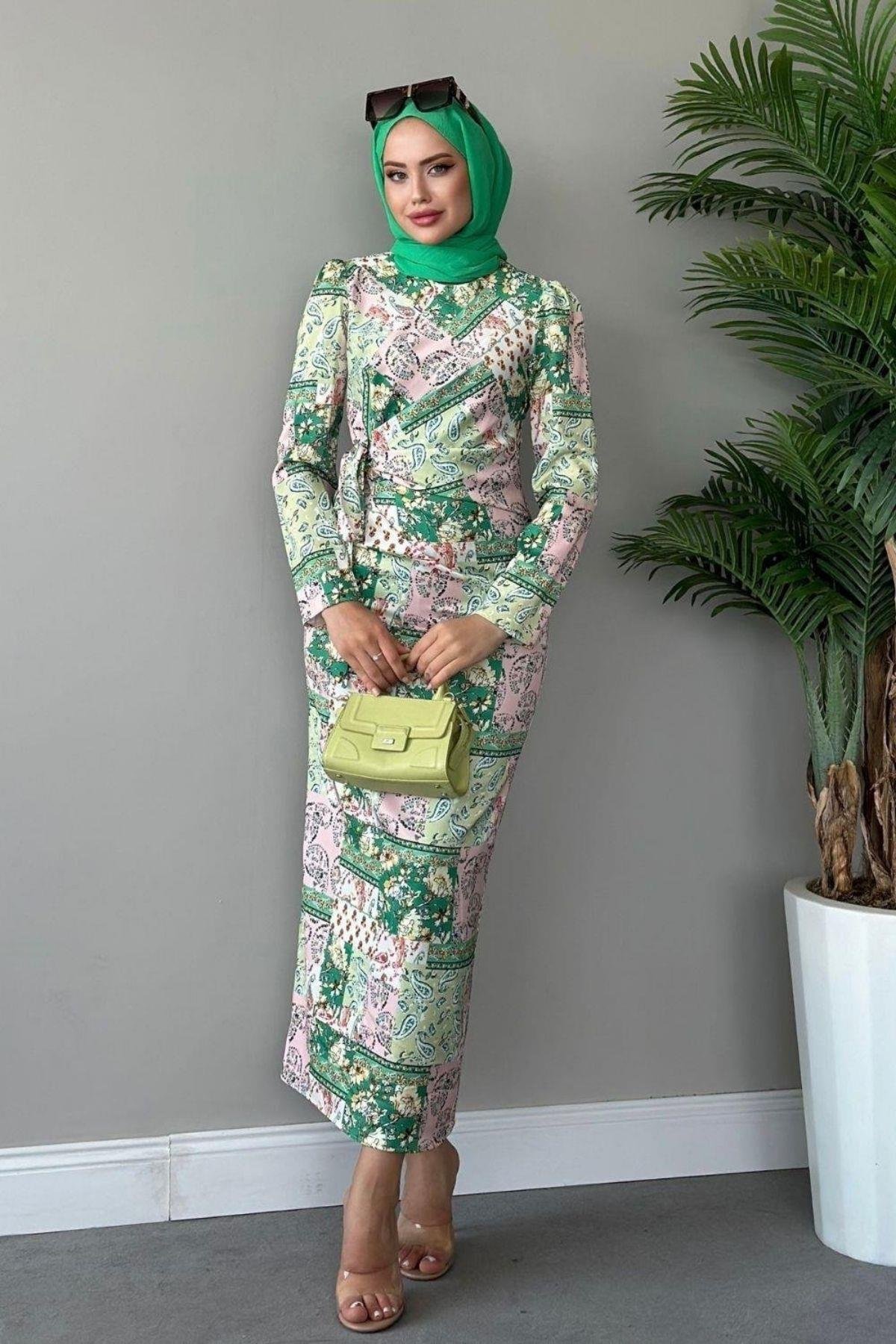 Çilen Desenli Elbise Yeşil, Fiyatları 