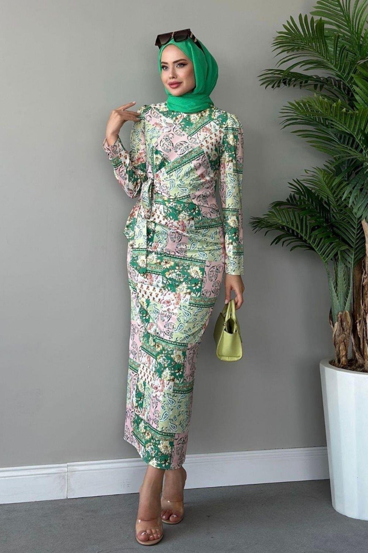 Çilen Desenli Elbise Yeşil, Fiyatları 