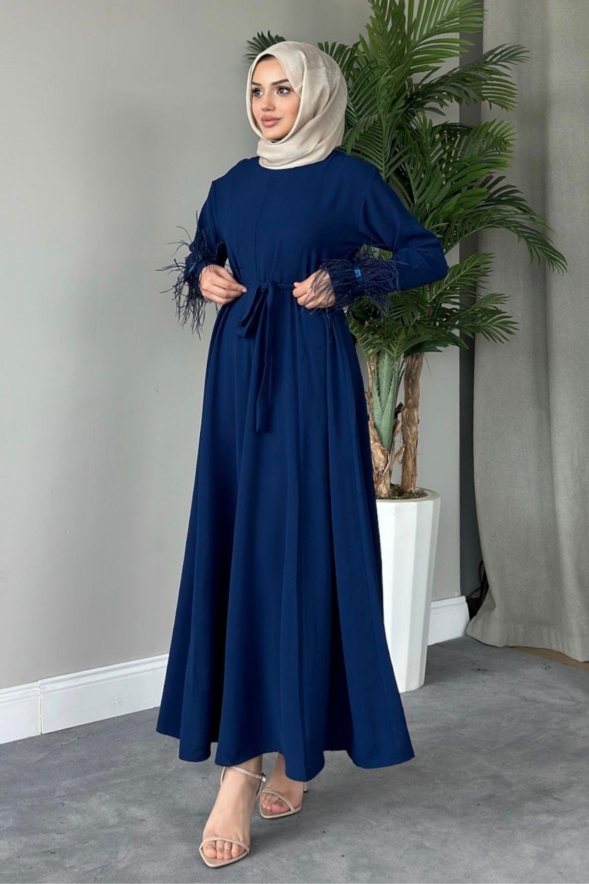 Cindy Elbise Lacivert, Fiyatları Haza Moda | Tesettür Giyim | Cindy Elbise Lacivert